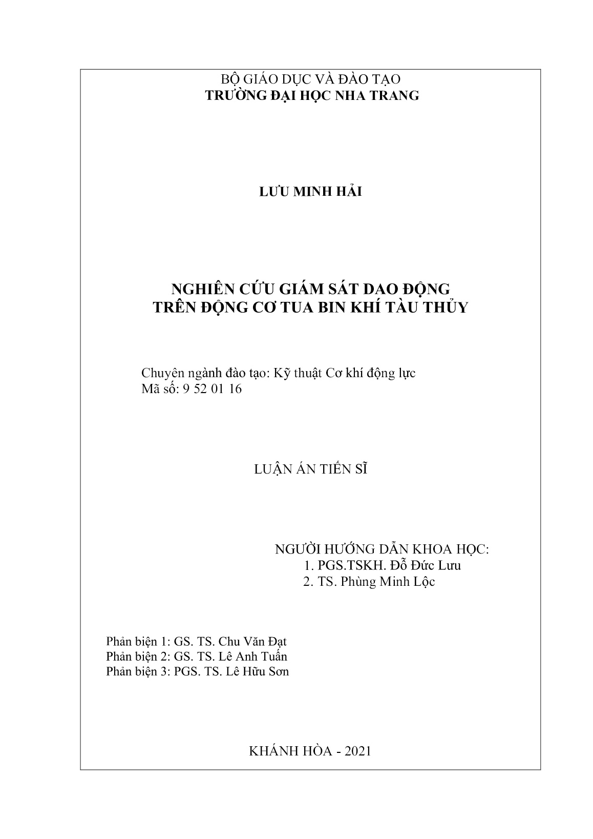 Luận án Nghiên cứu giám sát dao động trên động cơ tua bin khí tàu thủy trang 2