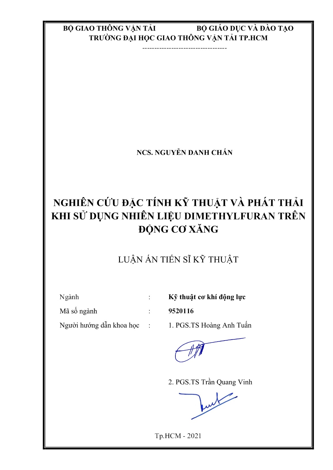 Luận án Nghiên cứu đặc tính kỹ thuật và phát thải khi sử dụng nhiên liệu Dimethylfuran trên động cơ xăng trang 2