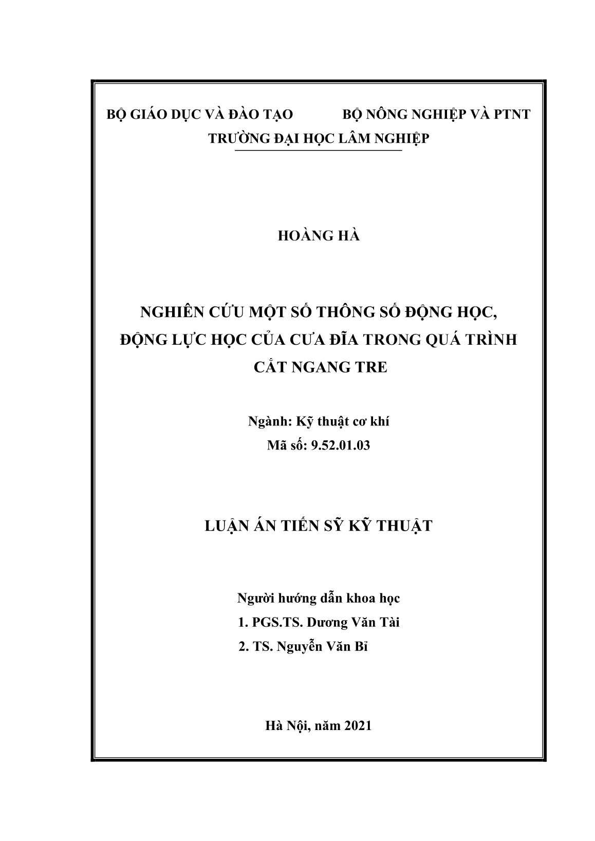 Luận án Nghiên cứu một số thông số động học, động lực học của cưa đĩa trong quá trình cắt ngang tre trang 2