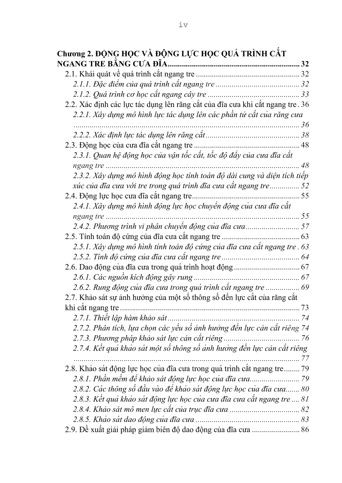 Luận án Nghiên cứu một số thông số động học, động lực học của cưa đĩa trong quá trình cắt ngang tre trang 6