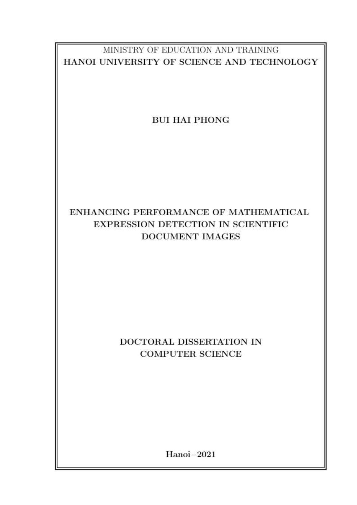 Luận án Nghiên cứu nâng cao hiệu quả phát hiện công thức toán học trong ảnh văn bản trang 1