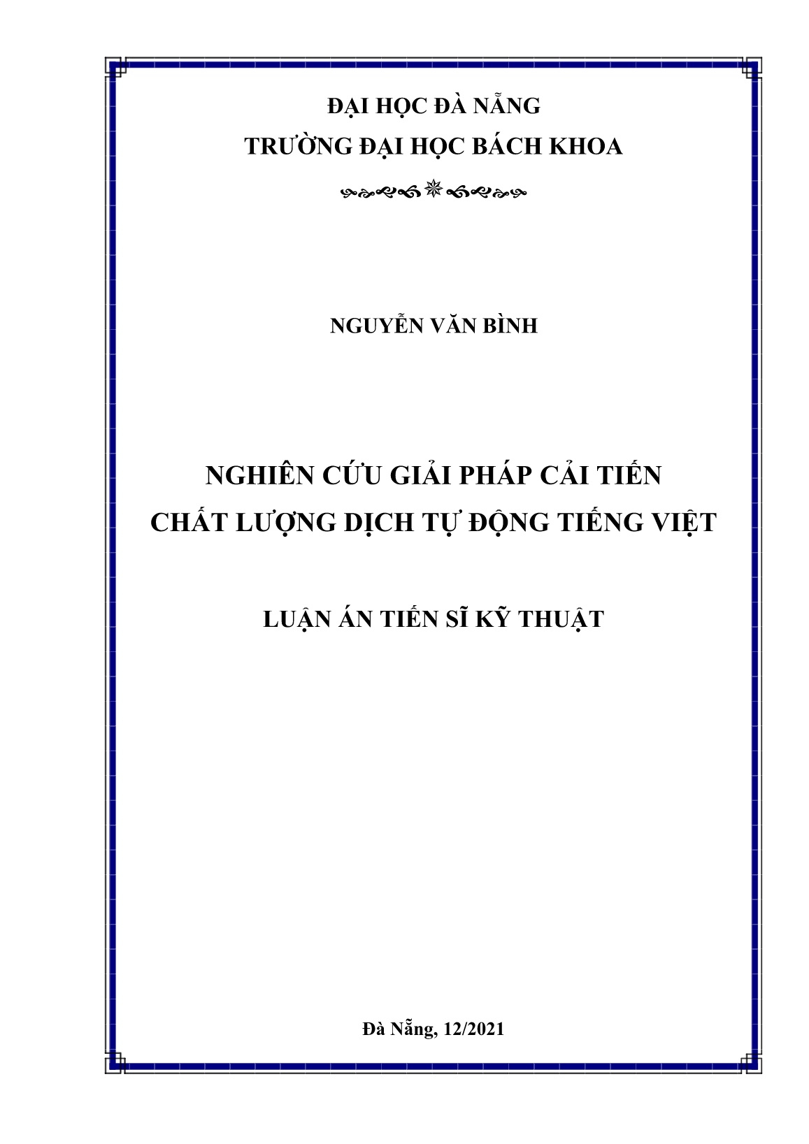 Luận án Nghiên cứu giải pháp cải tiến chất lượng dịch tự động Tiếng Việt trang 1