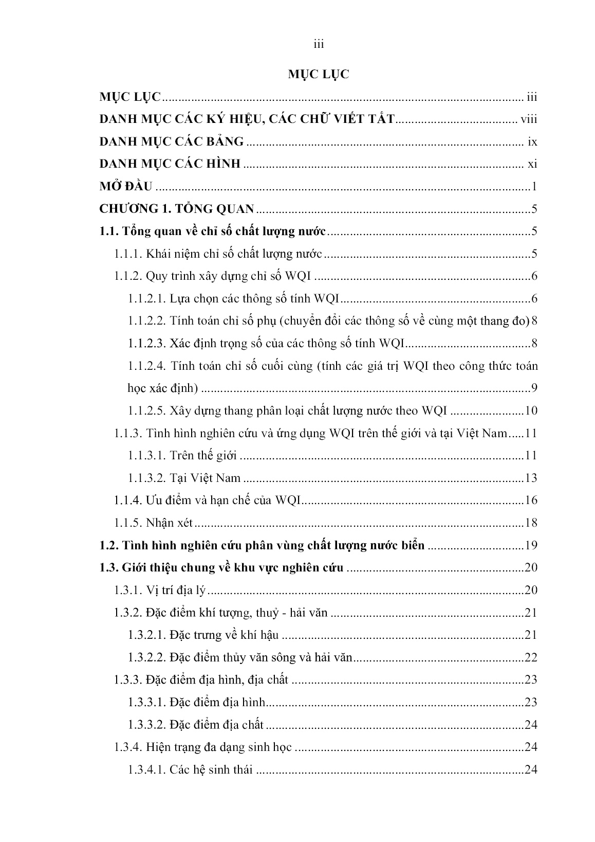 Luận án Nghiên cứu phân vùng chất lượng nước vùng biển ven bờ Hải Phòng bằng chỉ số chất lượng nước trang 5