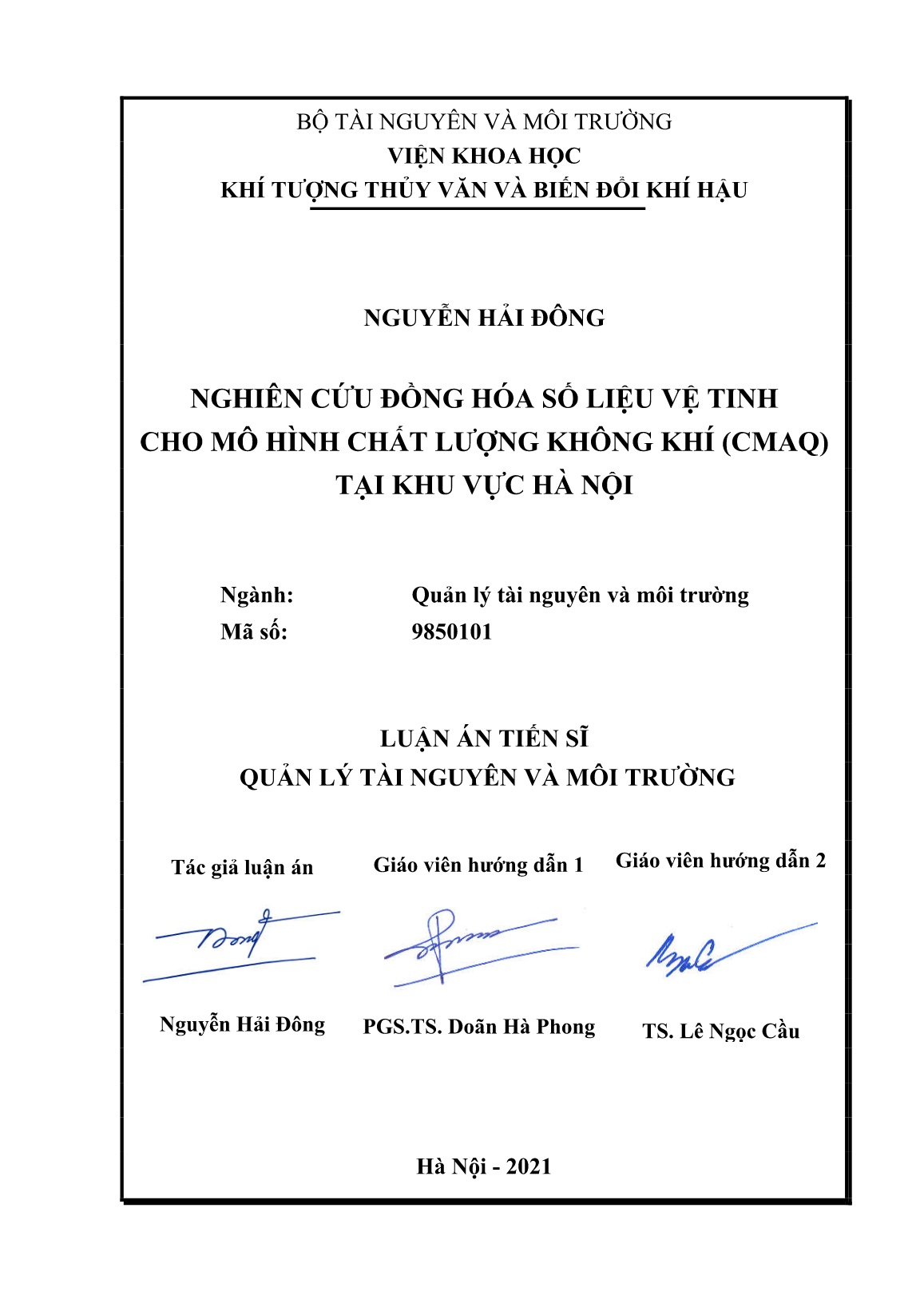 Luận án Nghiên cứu đồng hóa số liệu vệ tinh cho mô hình chất lượng không khí (CMAQ) tại khu vực Hà Nội trang 2