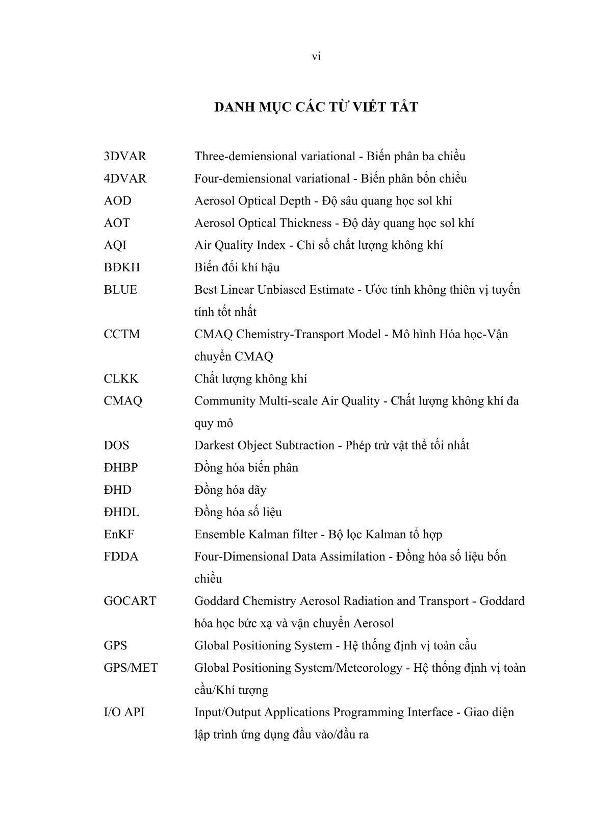 Luận án Nghiên cứu đồng hóa số liệu vệ tinh cho mô hình chất lượng không khí (CMAQ) tại khu vực Hà Nội trang 8