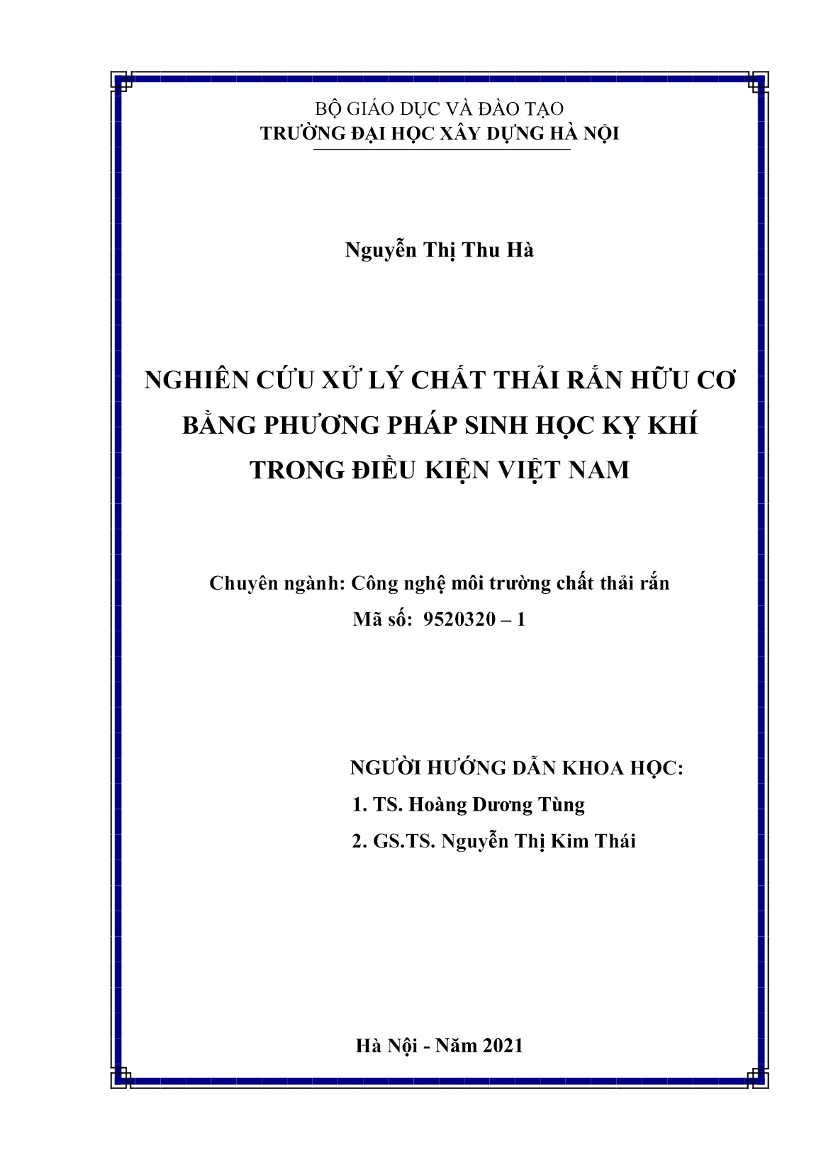 Luận án Nghiên cứu xử lý chất thải rắn hữu cơ bằng phương pháp sinh học kỵ khí trong điều kiện Việt Nam trang 2