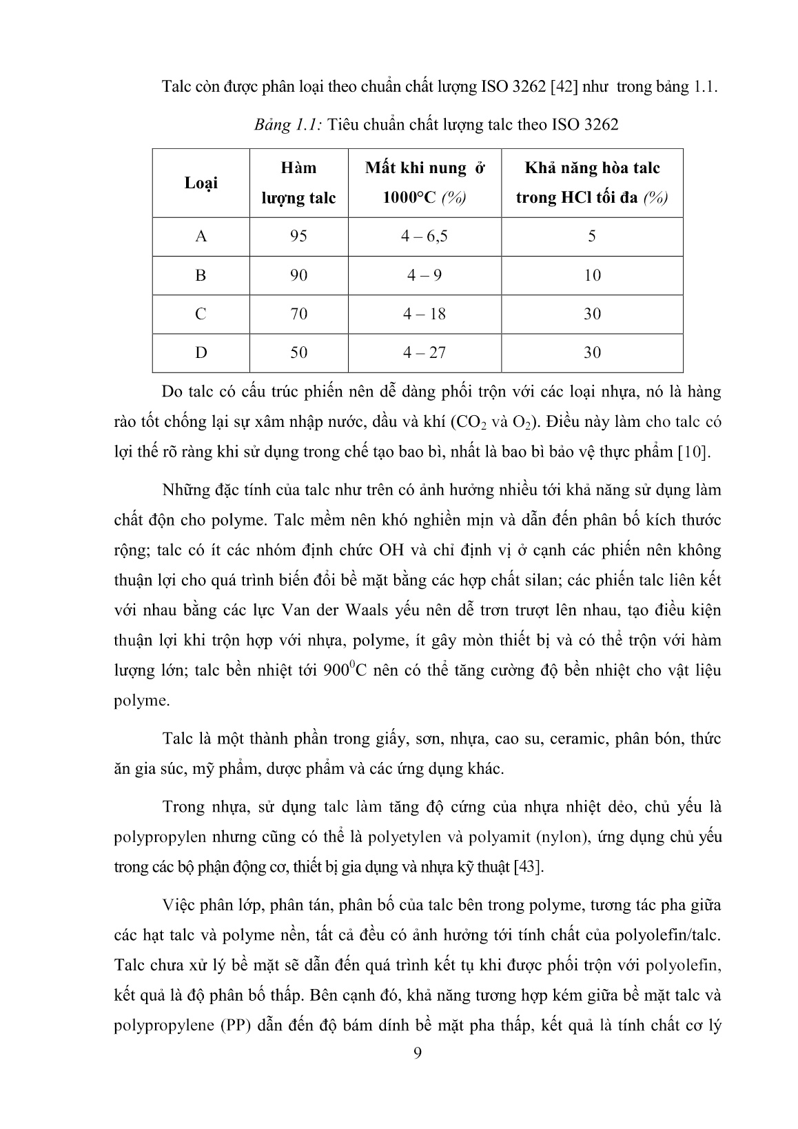 Luận án Nghiên cứu nâng cao tính chất của một số vật liệu polyme bằng khoáng Talc biến tính hữu cơ trang 9