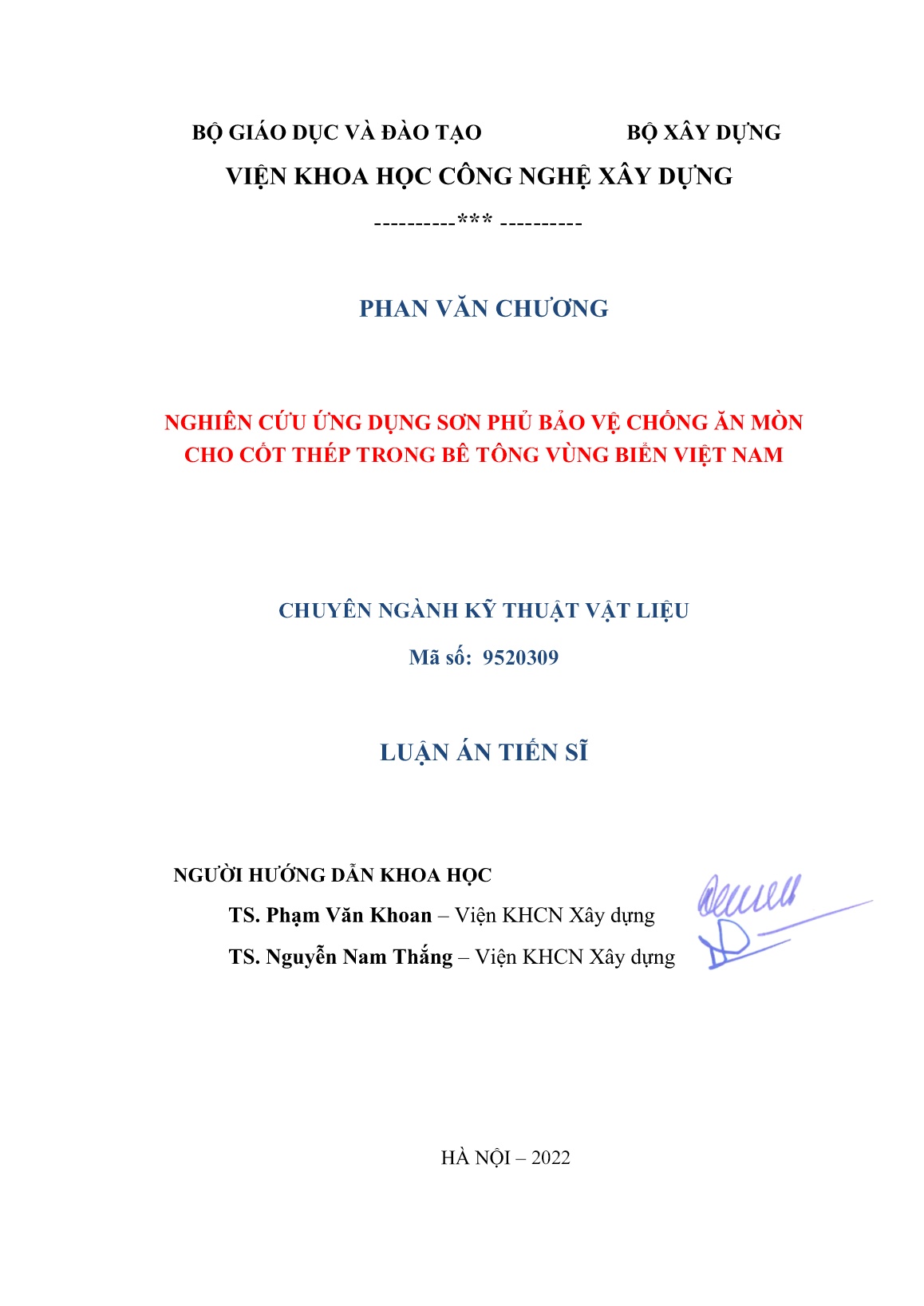 Luận án Nghiên cứu ứng dụng sơn phủ bảo vệ chống ăn mòn cho cốt thép trong bê tông vùng biển Việt Nam trang 2