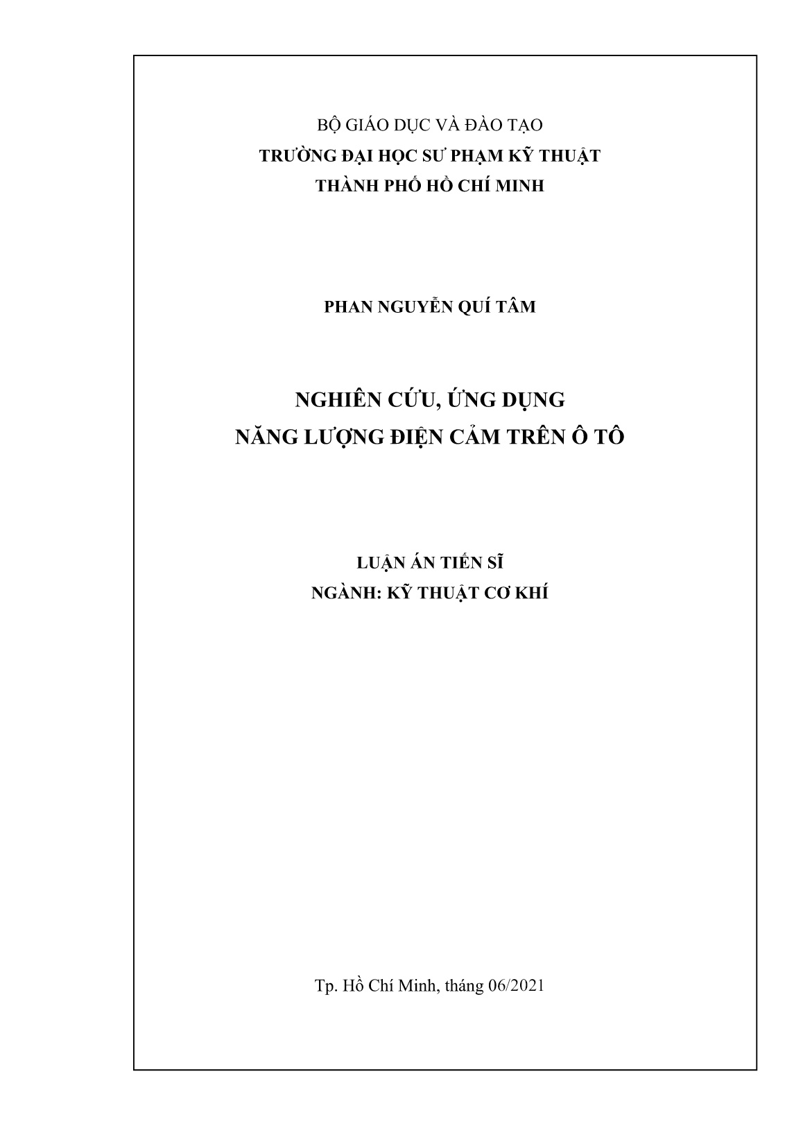 Luận án Nghiên cứu, ứng dụng năng lượng điện cảm trên ô tô trang 1