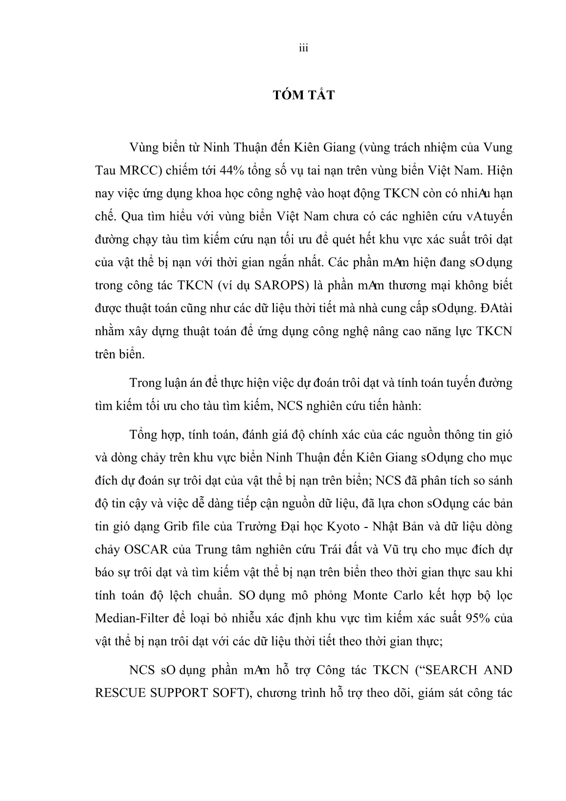 Luận án Nghiên cứu lý thuyết dự đoán quỹ đạo trôi dạt và tính toán tuyến đường tìm kiếm tối ưu cho phương tiện gặp nạn trong vùng biển Ninh Thuận - Kiên Giang trang 6