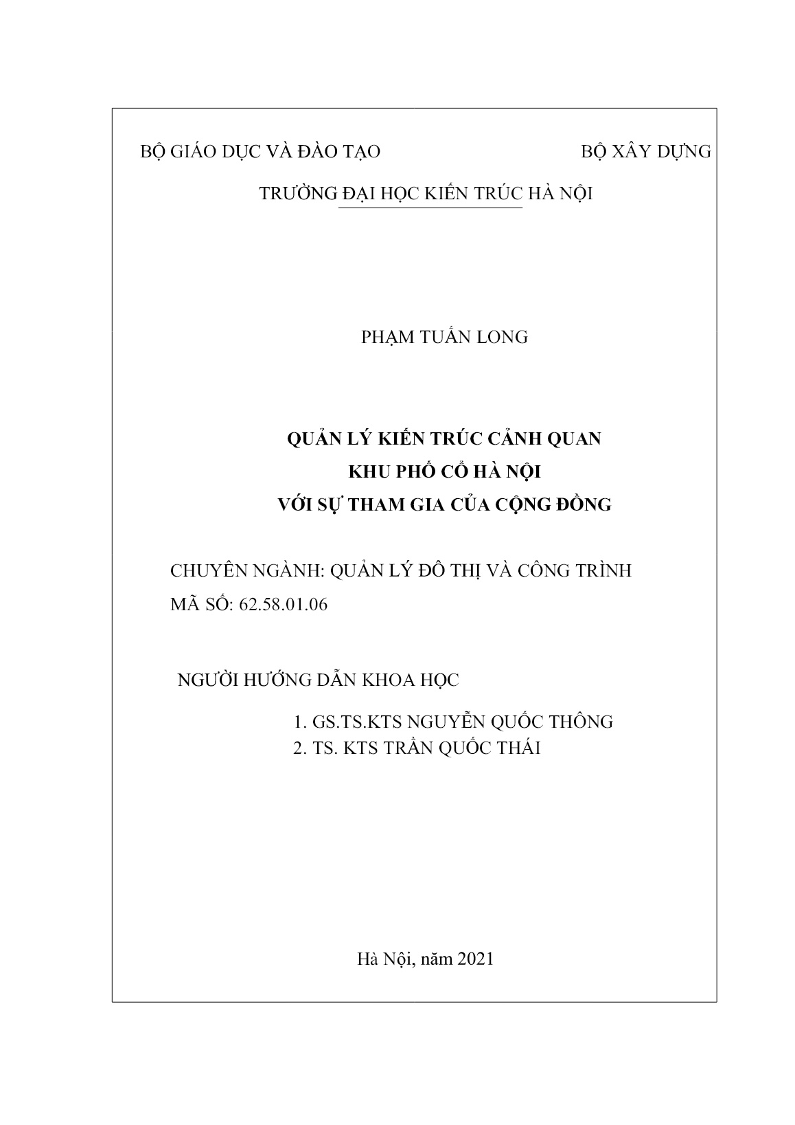 Luận án Quản lý kiến trúc cảnh quan khu phố cổ Hà Nội với sự tham gia của cộng đồng trang 2