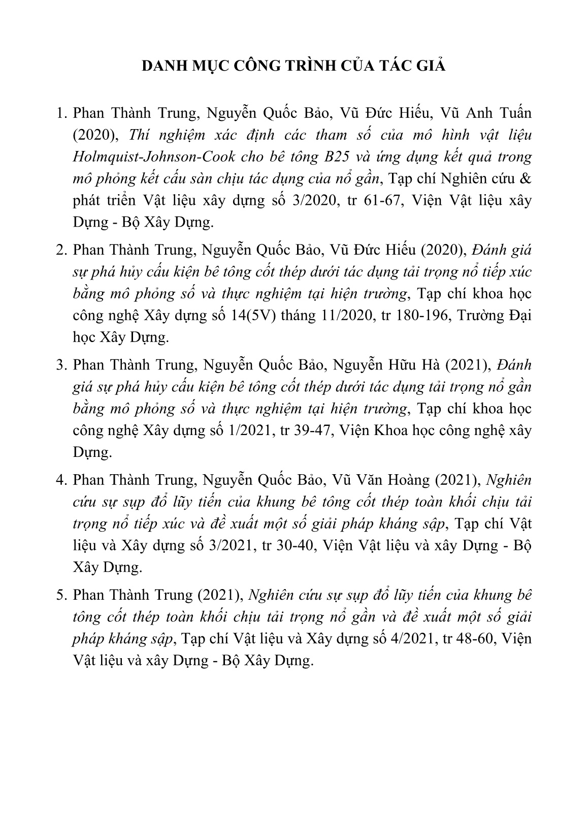 Tóm tắt Luận án Nghiên cứu sụp đổ lũy tiến của khung bê tông cốt thép toàn khối chịu tác dụng nổ và đề xuất một số giải pháp kháng sập trang 3