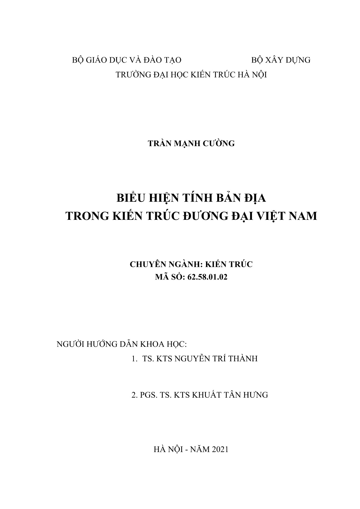 Luận án Biểu hiện tính bản địa trong kiến trúc đương đại Việt Nam trang 2