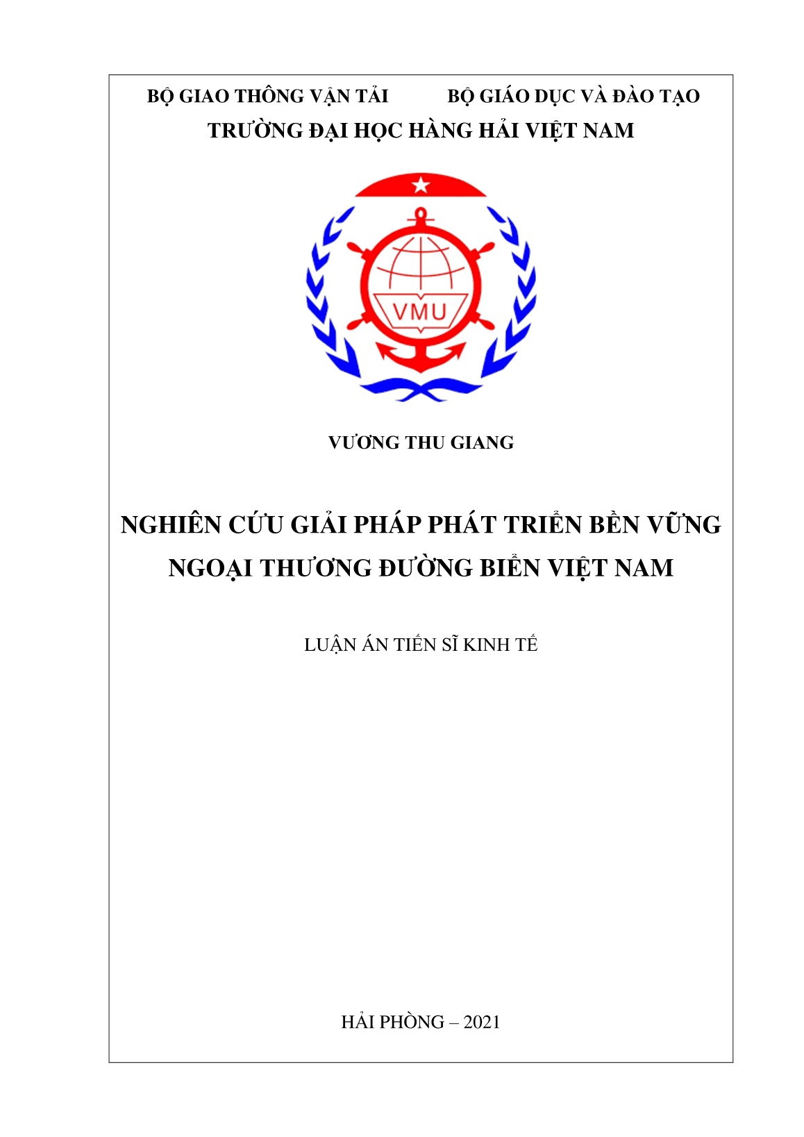 Luận án Nghiên cứu giải pháp phát triển bền vững ngoại thương đường biển Việt Nam trang 1