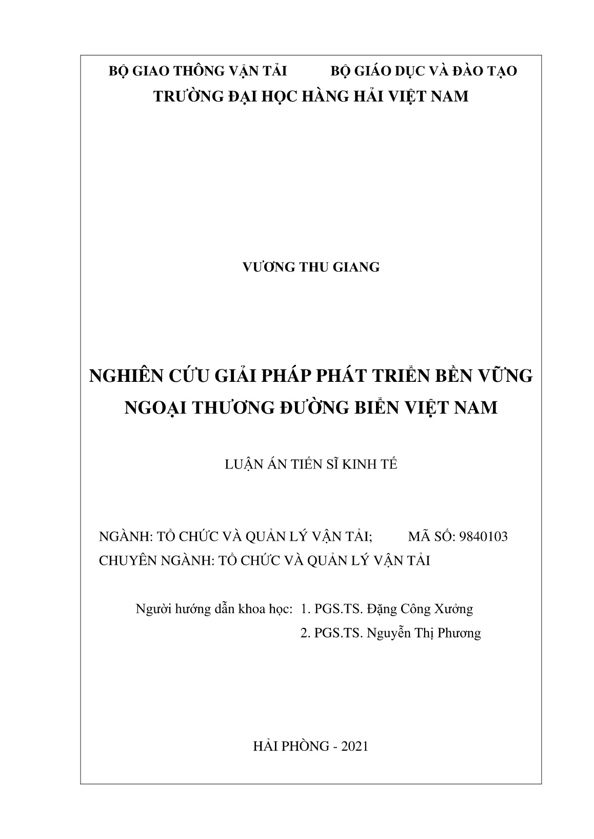 Luận án Nghiên cứu giải pháp phát triển bền vững ngoại thương đường biển Việt Nam trang 2