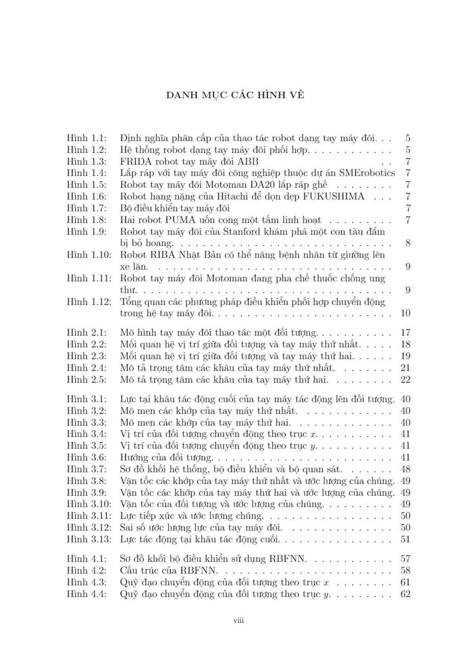 Luận án Phát triển các thuật toán thông minh điều khiển chuyển động của hệ thống Robot dạng tay máy đôi trang 10