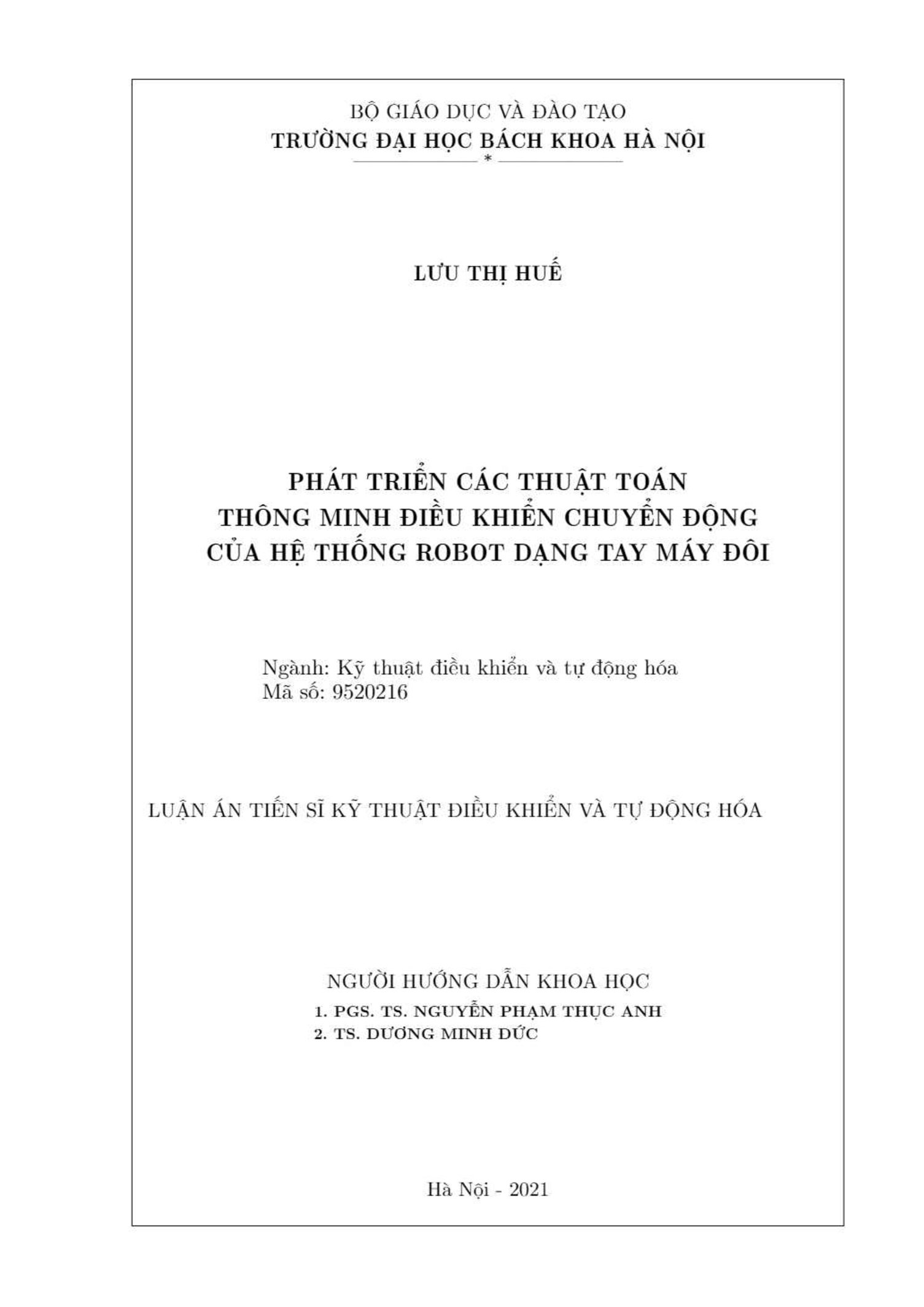 Luận án Phát triển các thuật toán thông minh điều khiển chuyển động của hệ thống Robot dạng tay máy đôi trang 2