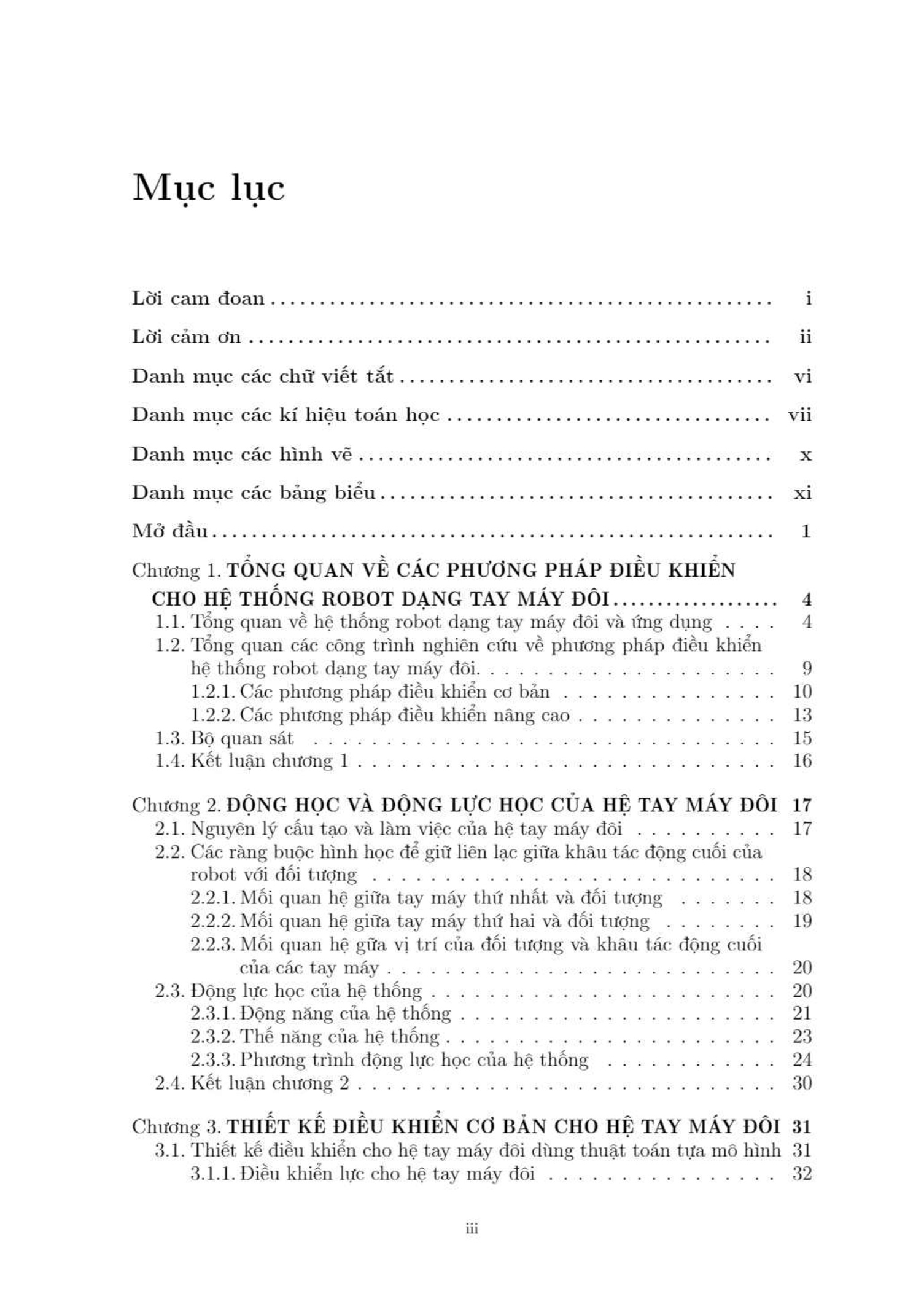 Luận án Phát triển các thuật toán thông minh điều khiển chuyển động của hệ thống Robot dạng tay máy đôi trang 5