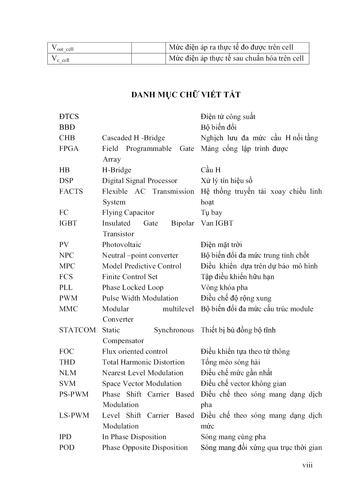 Luận án Nghiên cứu điều khiển hệ truyền động biến tần đa mức có tính đến sự cố van bán dẫn trang 8