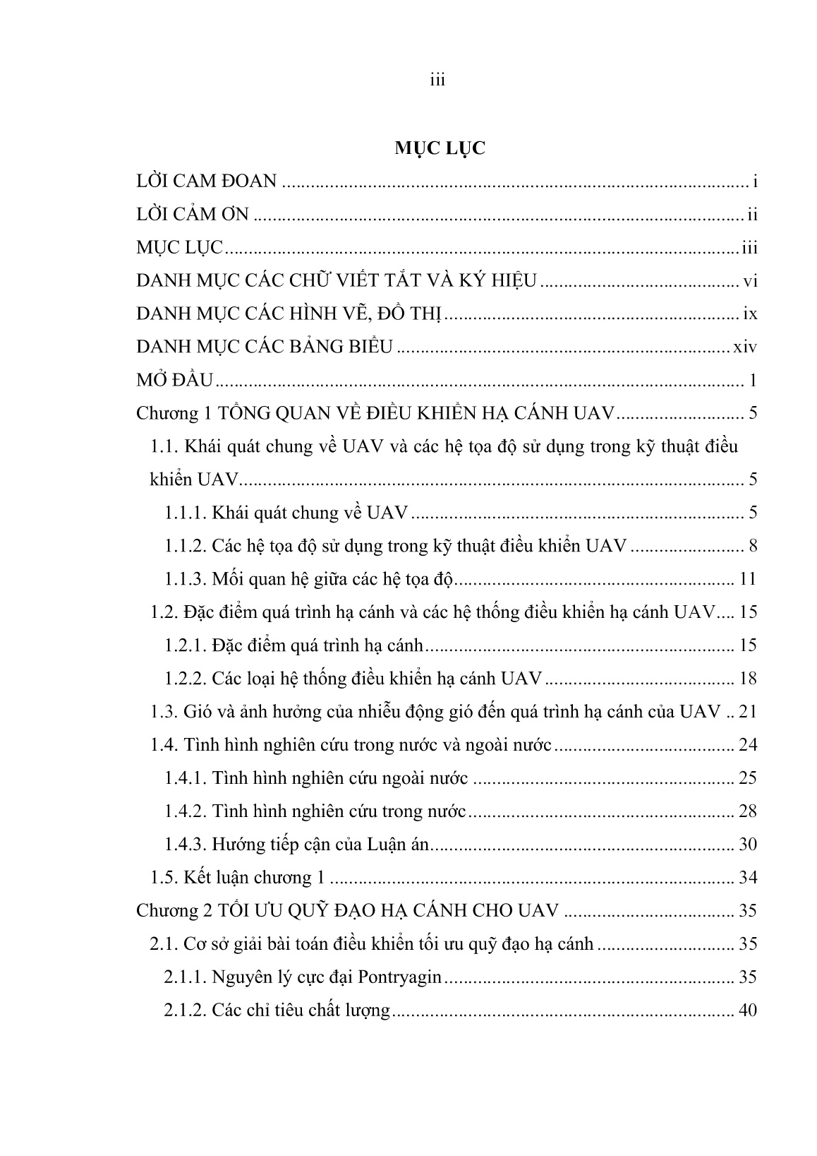 Luận án Tổng hợp thuật toán điều khiển hạ cánh theo chương trình cho máy bay không người lái cỡ nhỏ trang 5