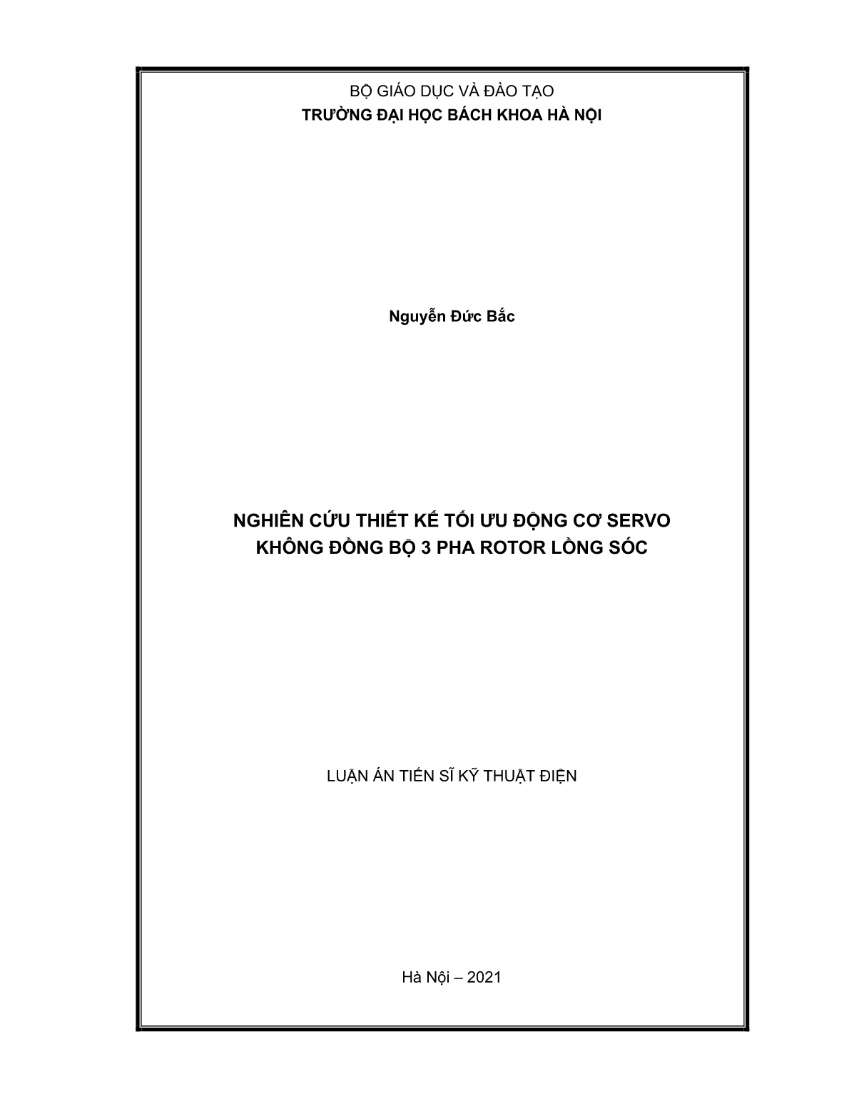 Luận án Nghiên cứu thiết kế tối ưu động cơ servo không đồng bộ 3 pha rotor lồng sóc trang 1
