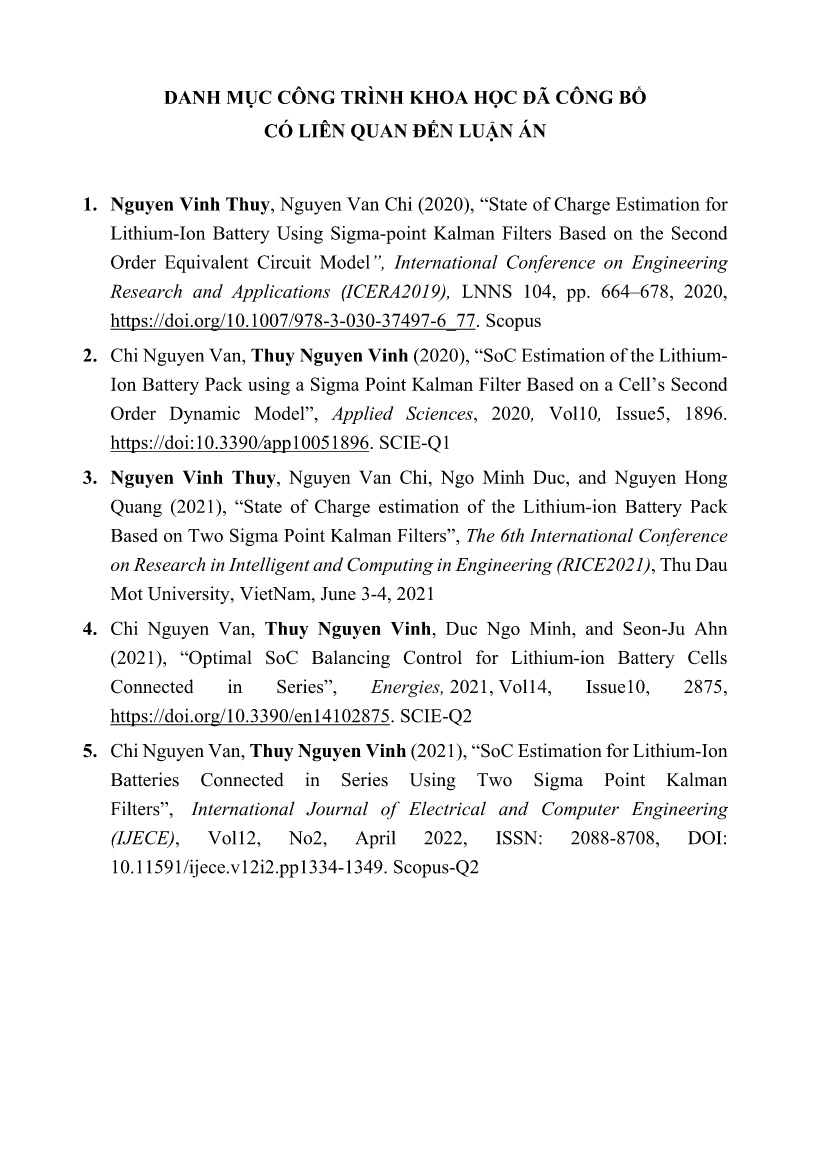 Luận án Ước lượng và điều khiển tối ưu trạng thái pin lithium-ion ứng dụng cho hệ thống bms trang 3