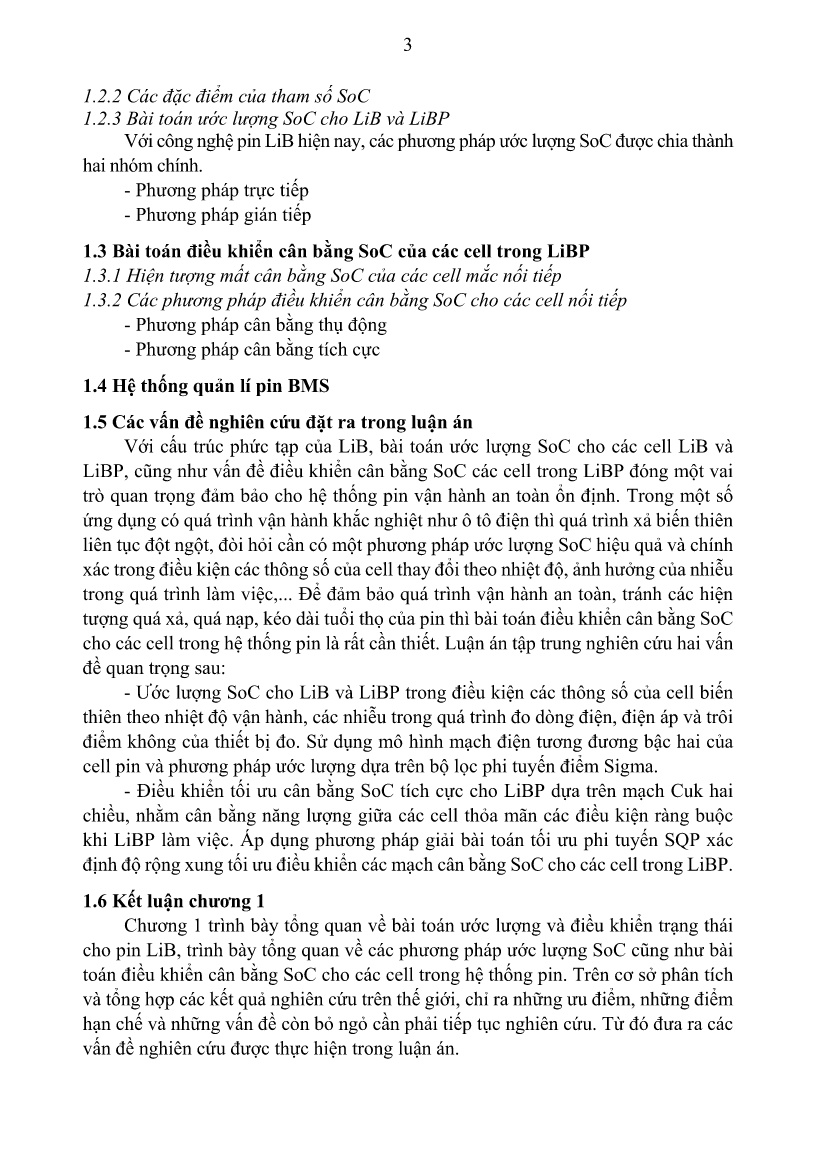 Luận án Ước lượng và điều khiển tối ưu trạng thái pin lithium-ion ứng dụng cho hệ thống bms trang 6
