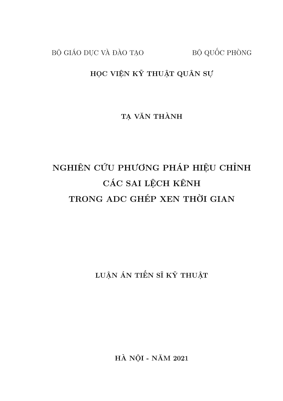 Luận án Nghiên cứu phương pháp hiệu chỉnh các sai lệch kênh trong ADC ghép xen thời gian trang 1