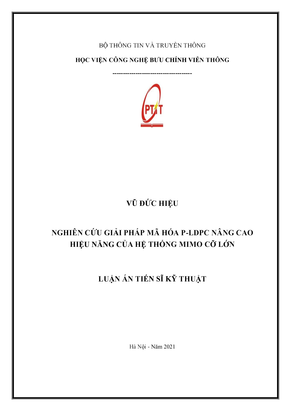 Luận án Nghiên cứu giải pháp mã hóa P-Ldpc nâng cao hiệu năng của hệ thống mimo cỡ lớn trang 1