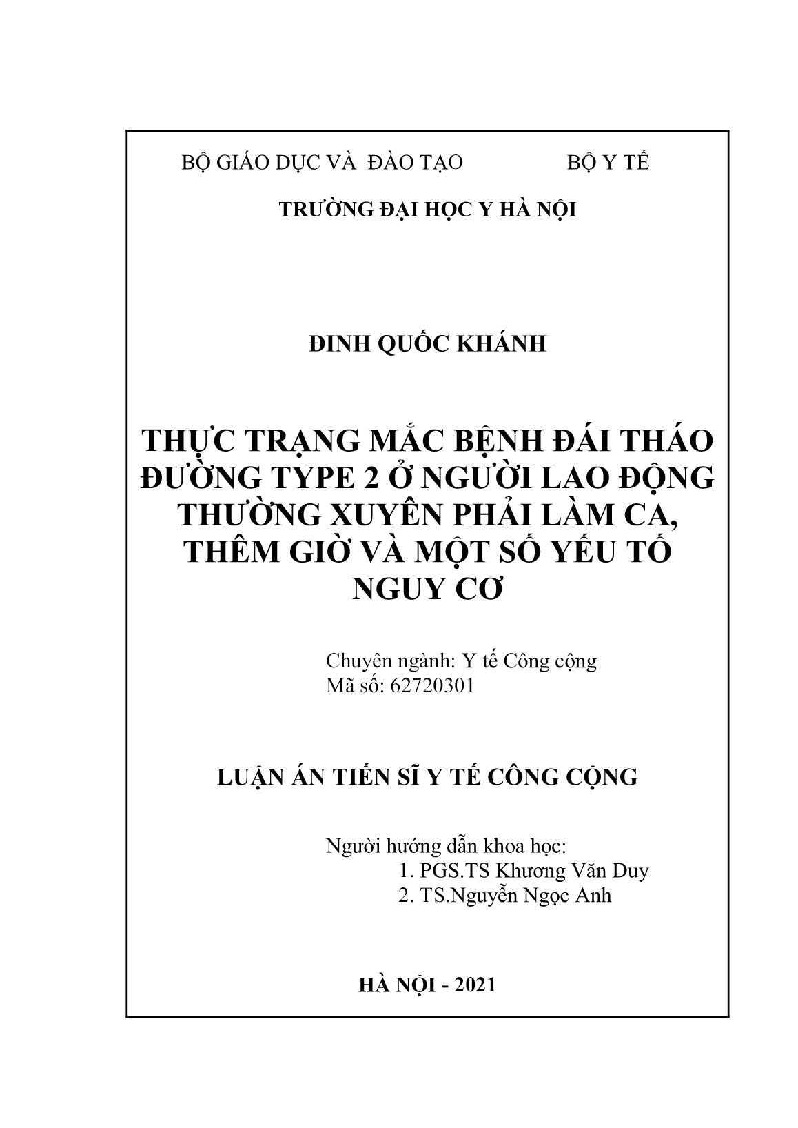 Luận án Thực trạng mắc bệnh đái tháo đường type 2 ở người lao động thường xuyên phải làm ca, thêm giờ và một số yếu tố nguy cơ trang 2