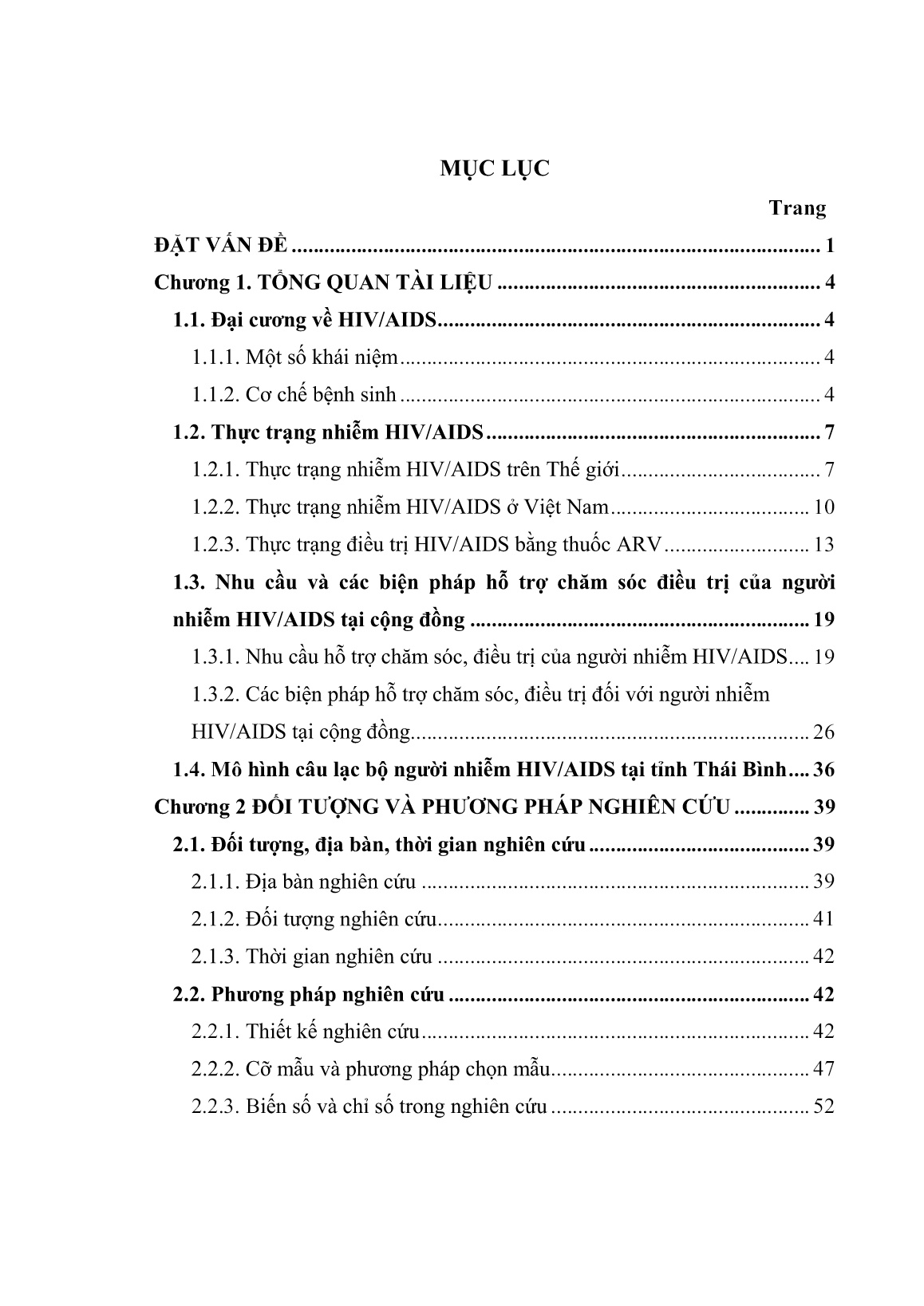 Luận án Thực trạng hoạt động câu lạc bộ người nhiễm HIV/AIDS tại tỉnh Thái Bình và hiệu quả một số biện pháp can thiệp trang 6