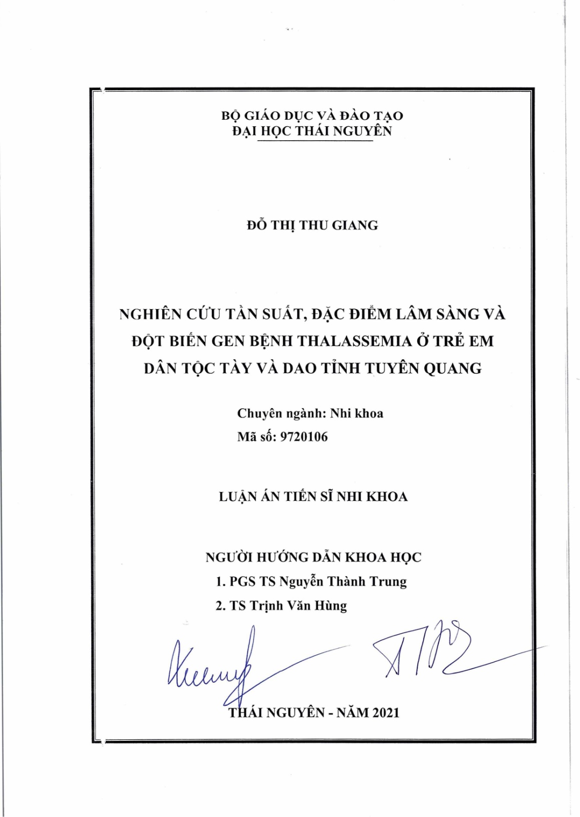 Luận án Nghiên cứu tần suất, đặc điểm lâm sàng và đột biến gen bệnh thalassemia ở trẻ em dân tộc Tày và Dao tỉnh Tuyên Quang trang 2