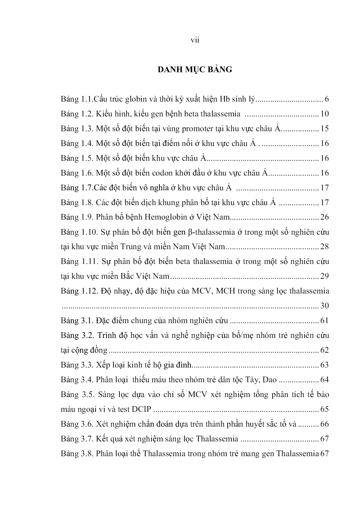 Luận án Nghiên cứu tần suất, đặc điểm lâm sàng và đột biến gen bệnh thalassemia ở trẻ em dân tộc Tày và Dao tỉnh Tuyên Quang trang 9