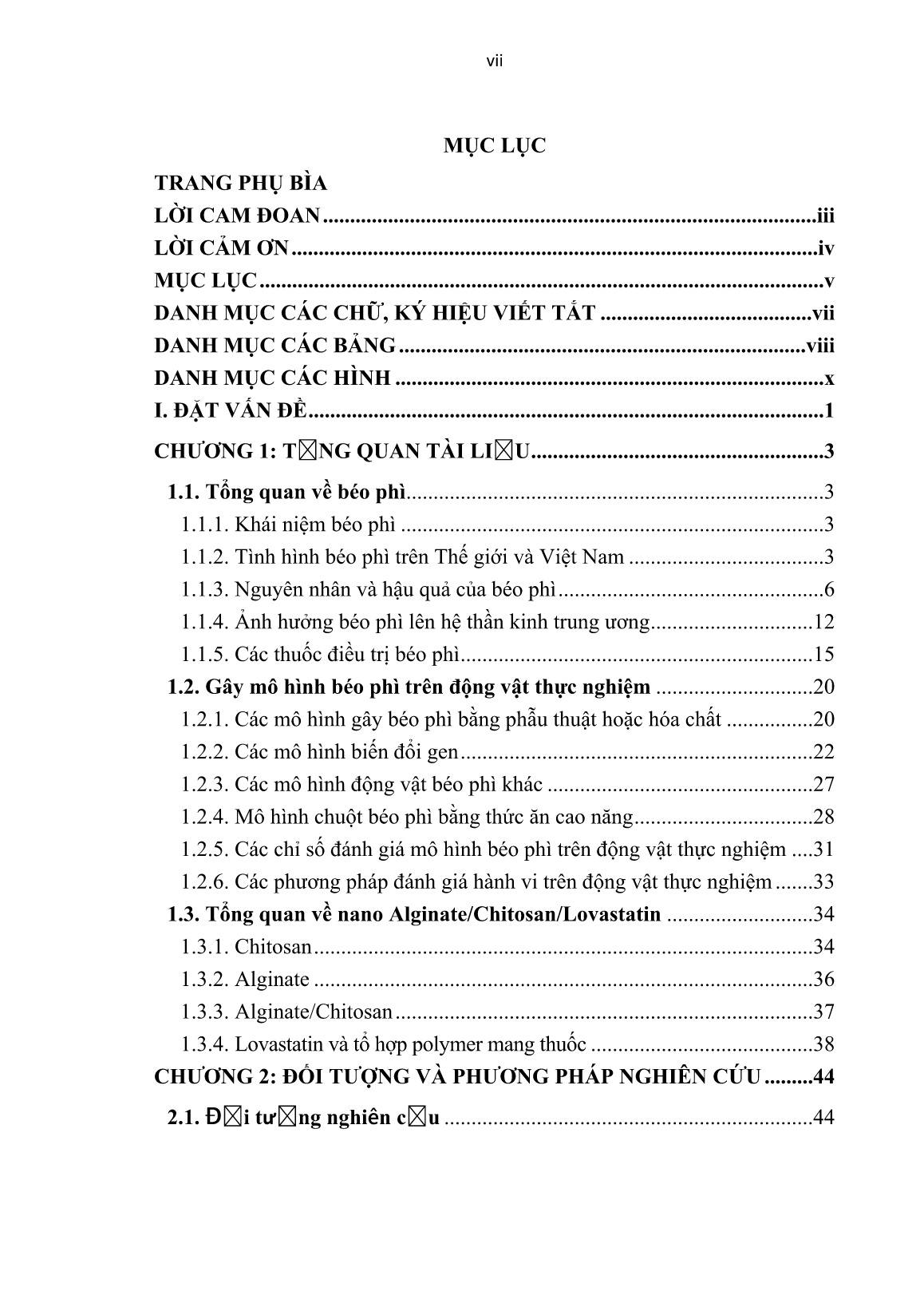 Luận án Nghiên cứu tác dụng lên hành vi và chuyển hóa lipid máu của nano alginate/chitosan/lovastatin trên chuột cống gây mô hình béo phì trang 7