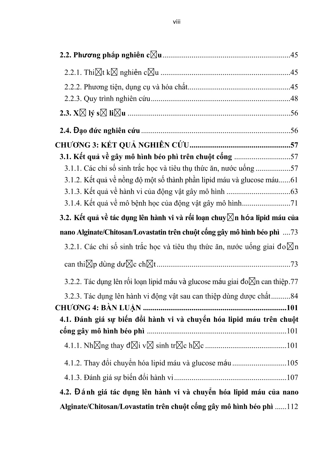 Luận án Nghiên cứu tác dụng lên hành vi và chuyển hóa lipid máu của nano alginate/chitosan/lovastatin trên chuột cống gây mô hình béo phì trang 8