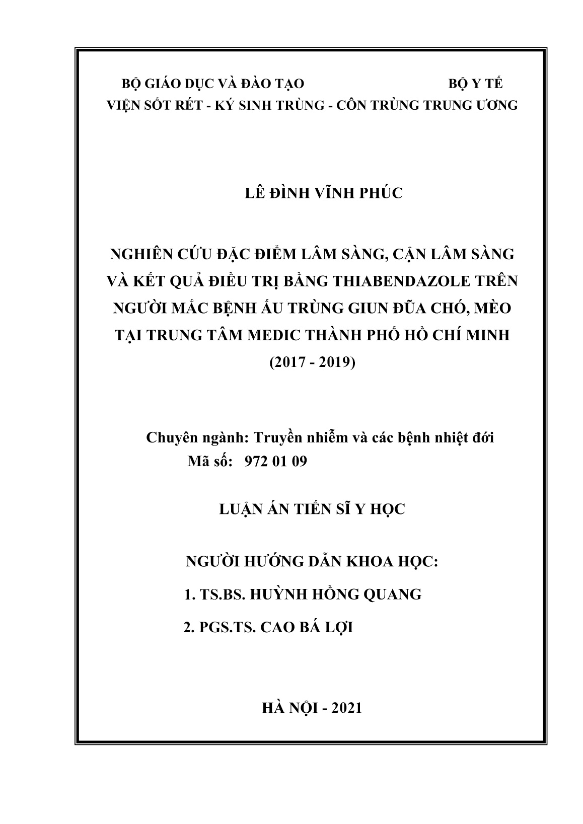 Luận án Nghiên cứu đặc điểm lâm sàng, cận lâm sàng và kết quả điều trị bằng thiabendazole trên người mắc bệnh ấu trùng giun đũa chó, mèo tại trung tâm medic Thành phố Hồ Chí Minh (2017 - 2019) trang 2