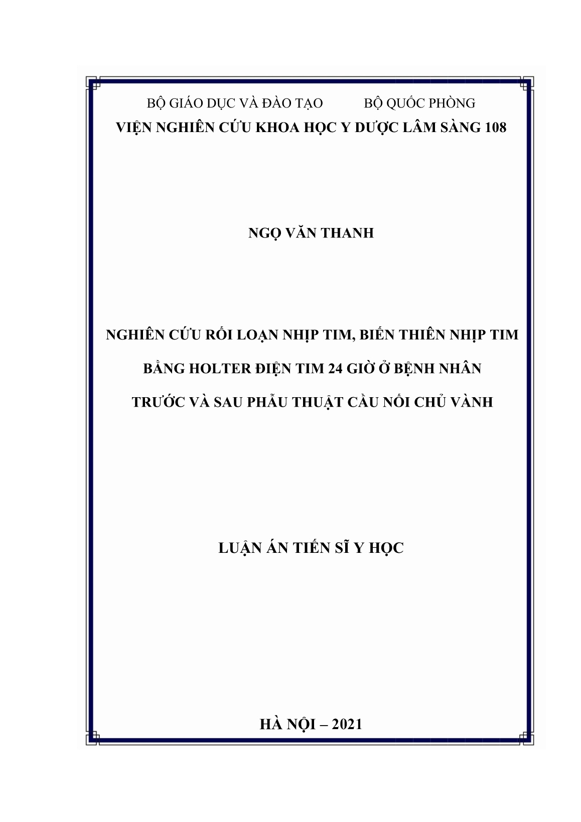 Luận án Nghiên cứu rối loạn nhịp tim, biến thiên nhịp tim bằng holter điện tim 24 giờ ở bệnh nhân trước và sau phẫu thuật cầu nối chủ vành trang 1