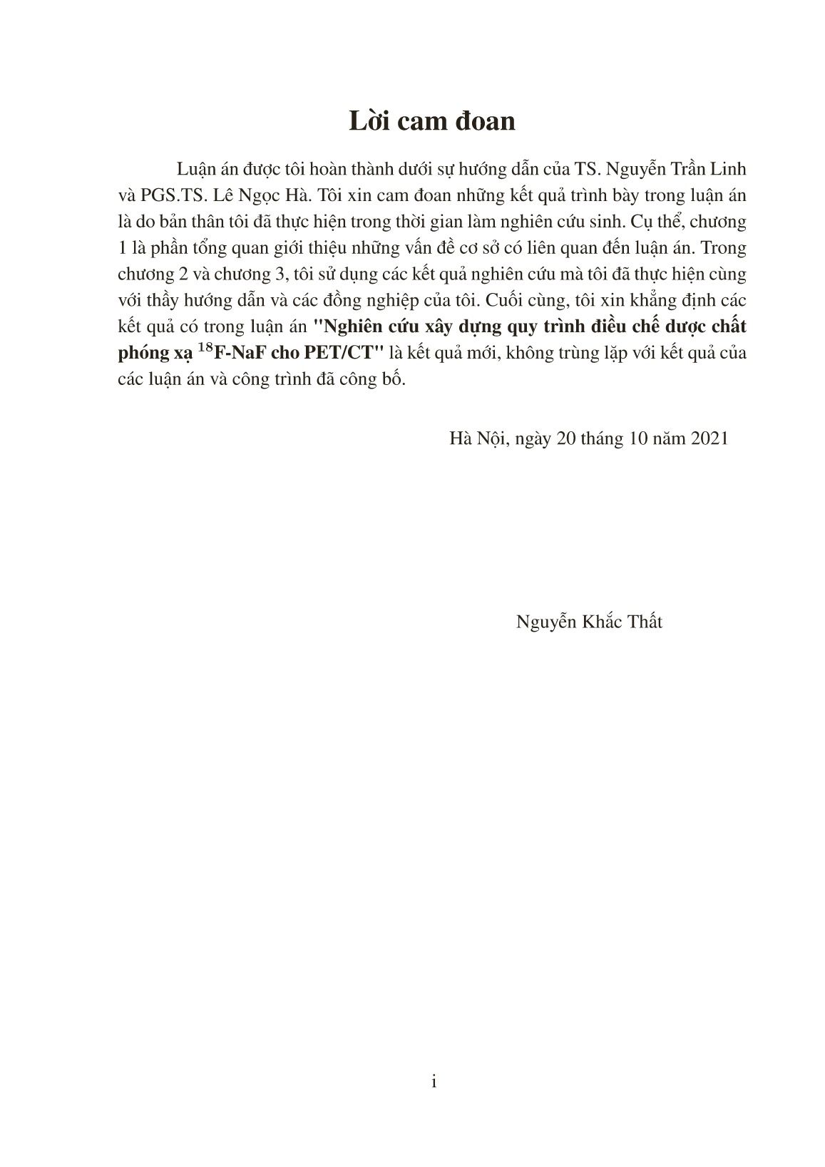 Luận án Nghiên cứu xây dựng quy trình điều chế dược chất phóng xạ ¹⁸F-NaF cho PET/CT trang 3