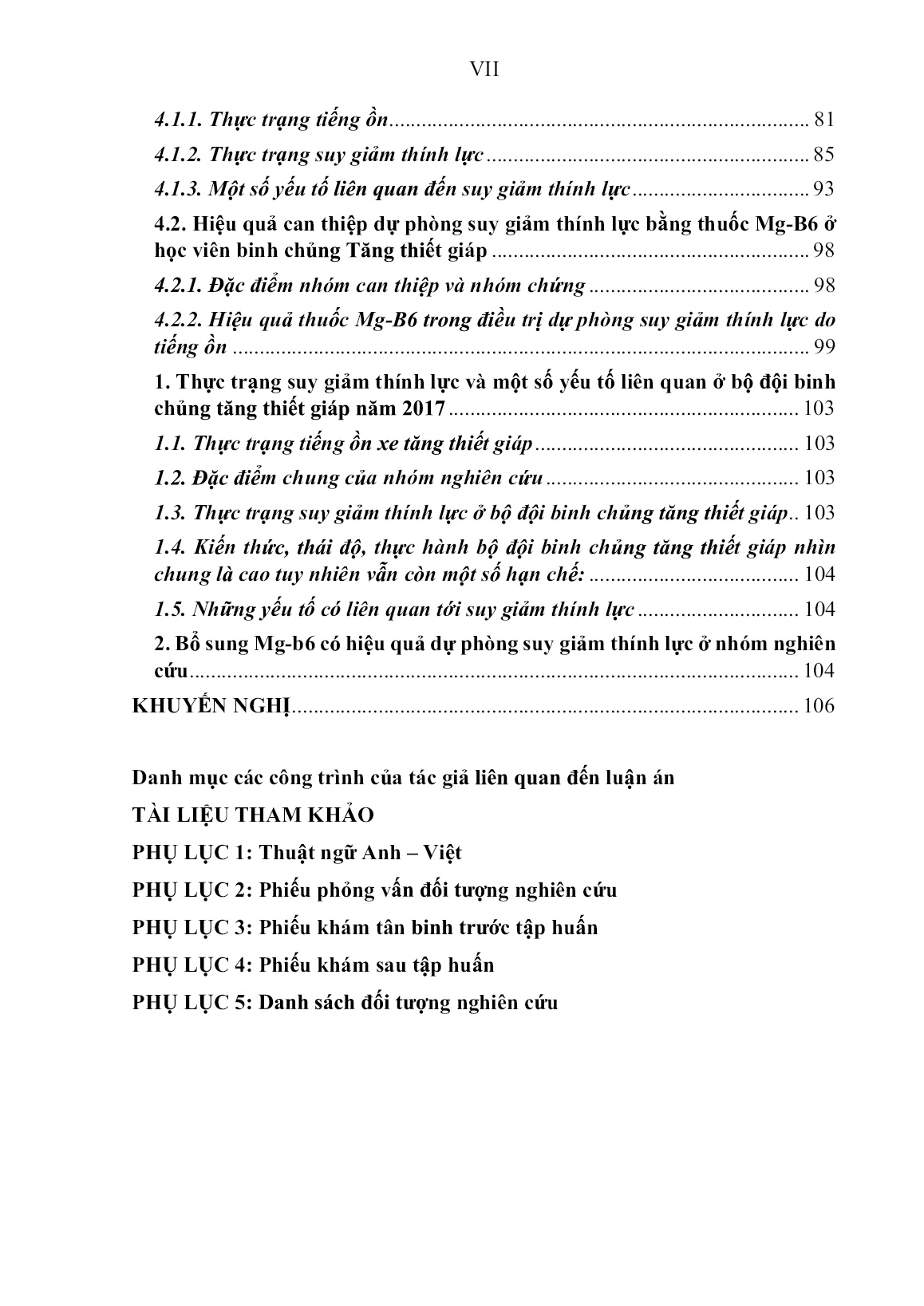 Luận án Thực trạng suy giảm thính lực, một số yếu tố liên quan và hiệu quả dự phòng bằng bổ sung Mg-B6 ở bộ đội binh chủng tăng thiết giáp năm 2017-2018 trang 7