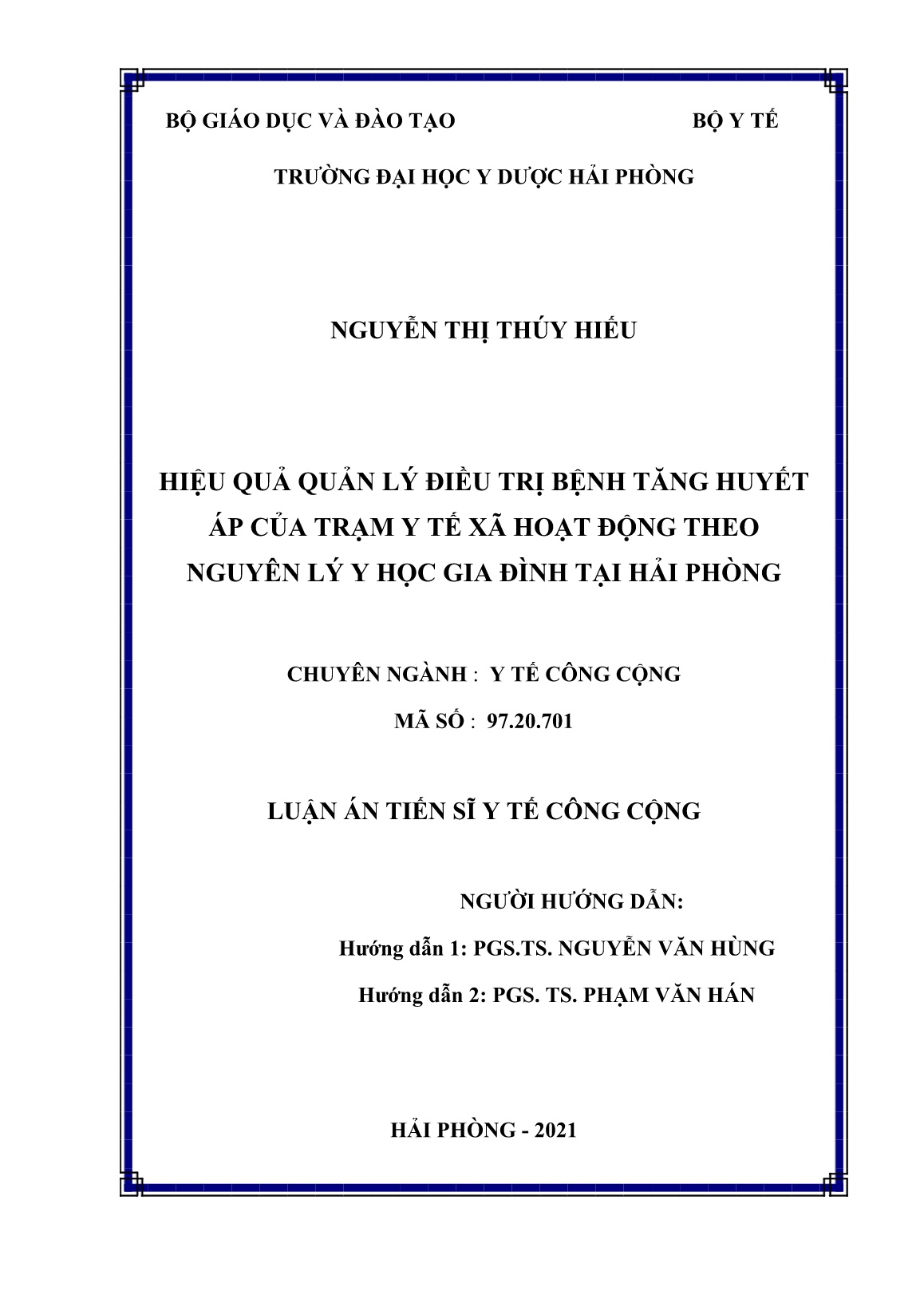 Luận án Hiệu quả quản lý điều trị bệnh tăng huyết áp của trạm y tế xã hoạt động theo nguyên lý y học gia đình tại Hải Phòng trang 2