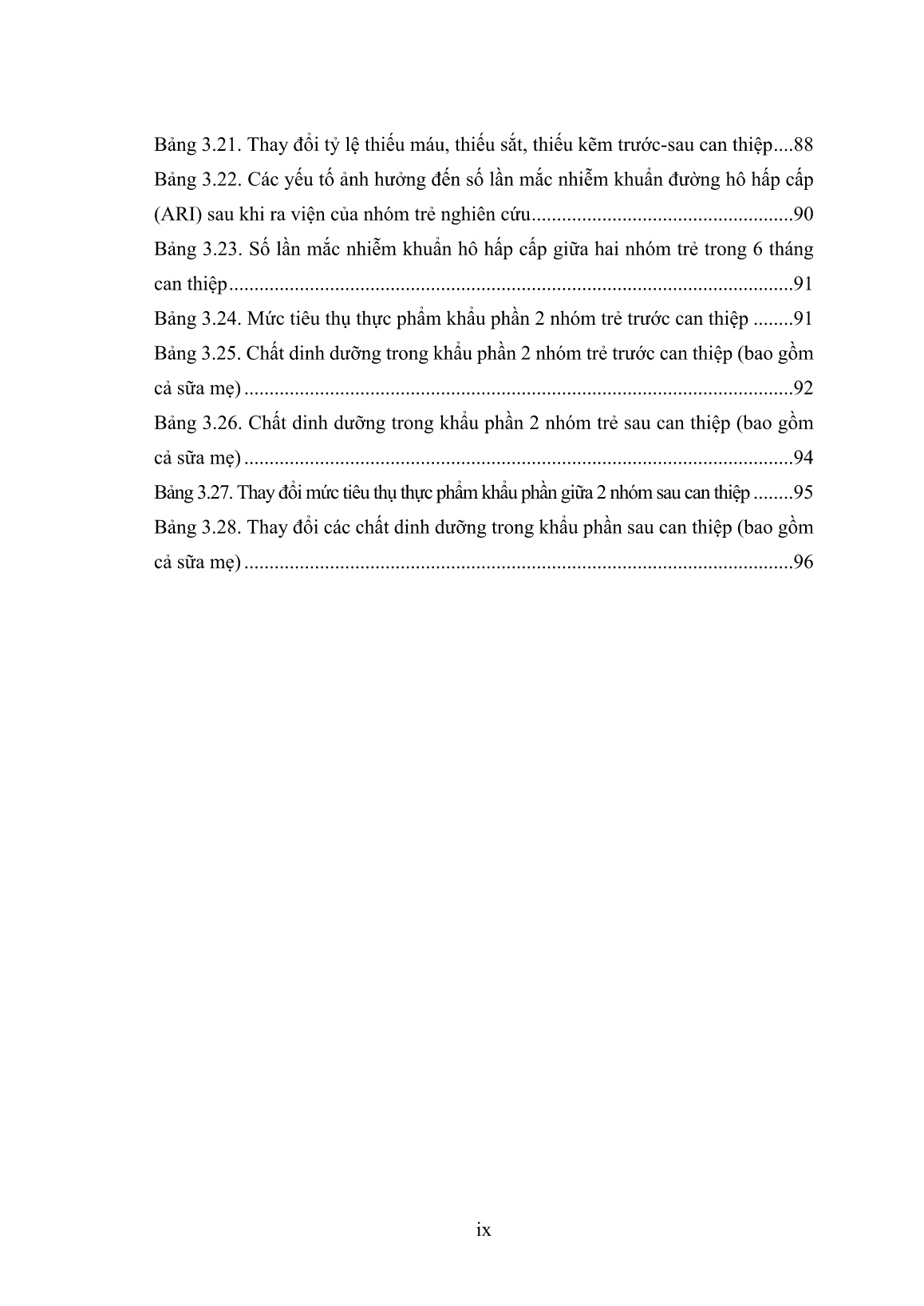 Luận án Hiệu quả bổ sung bột đa vi chất Bibomix đến tình trạng dinh dưỡng của trẻ 6 - 23 tháng tuổi sau mắc và điều trị nhiễm khuẩn hô hấp cấp trang 10