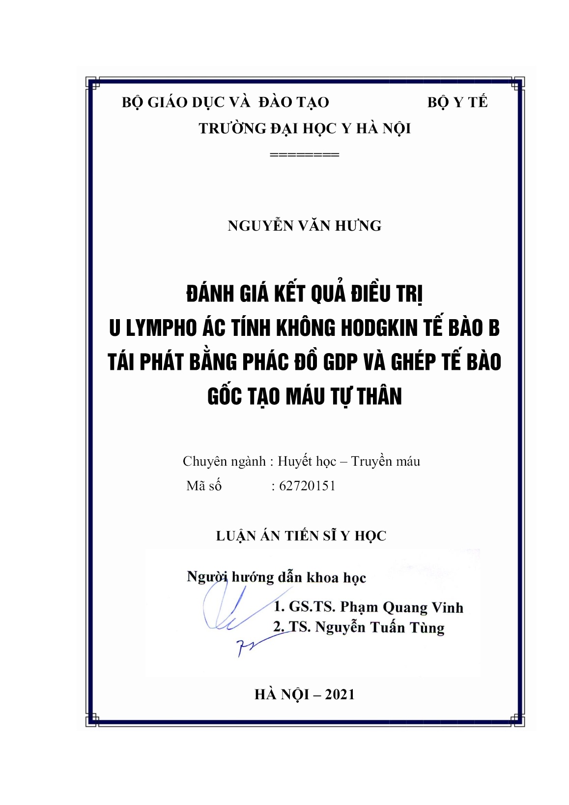 Luận án Đánh giá kết quả điều trị U lympho ác tính không hodgkin tế bào B tái phát bằng phác đồ GDP và ghép tế bào gốc tạo máu tự thân trang 2