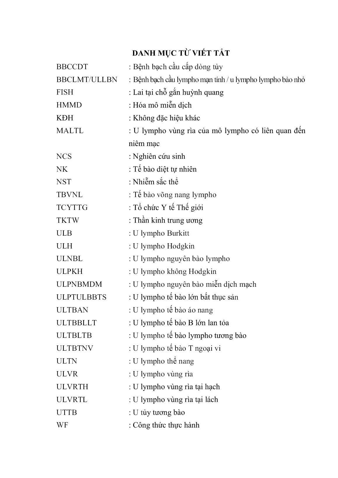 Luận án Nghiên cứu phân loại U Lympho ác tính không hodgkin tế bào B theo who 2008 trang 5