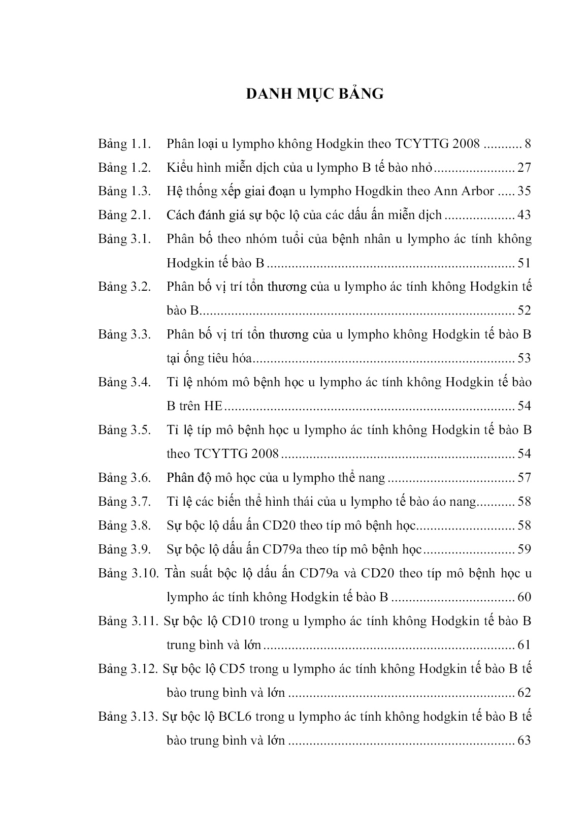 Luận án Nghiên cứu phân loại U Lympho ác tính không hodgkin tế bào B theo who 2008 trang 9