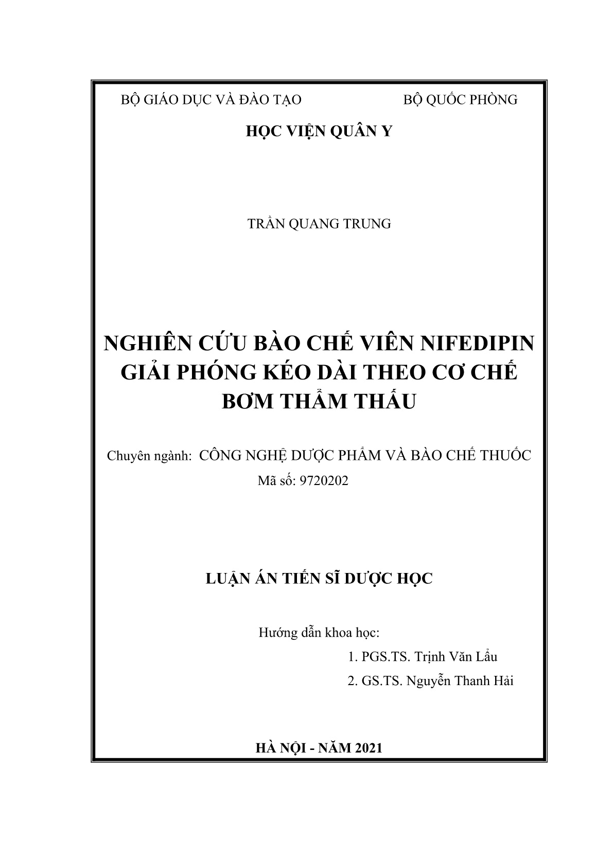 Luận án Nghiên cứu bào chế viên Nifedipin giải phóng kéo dài theo cơ chế bơm thẩm thấu trang 2