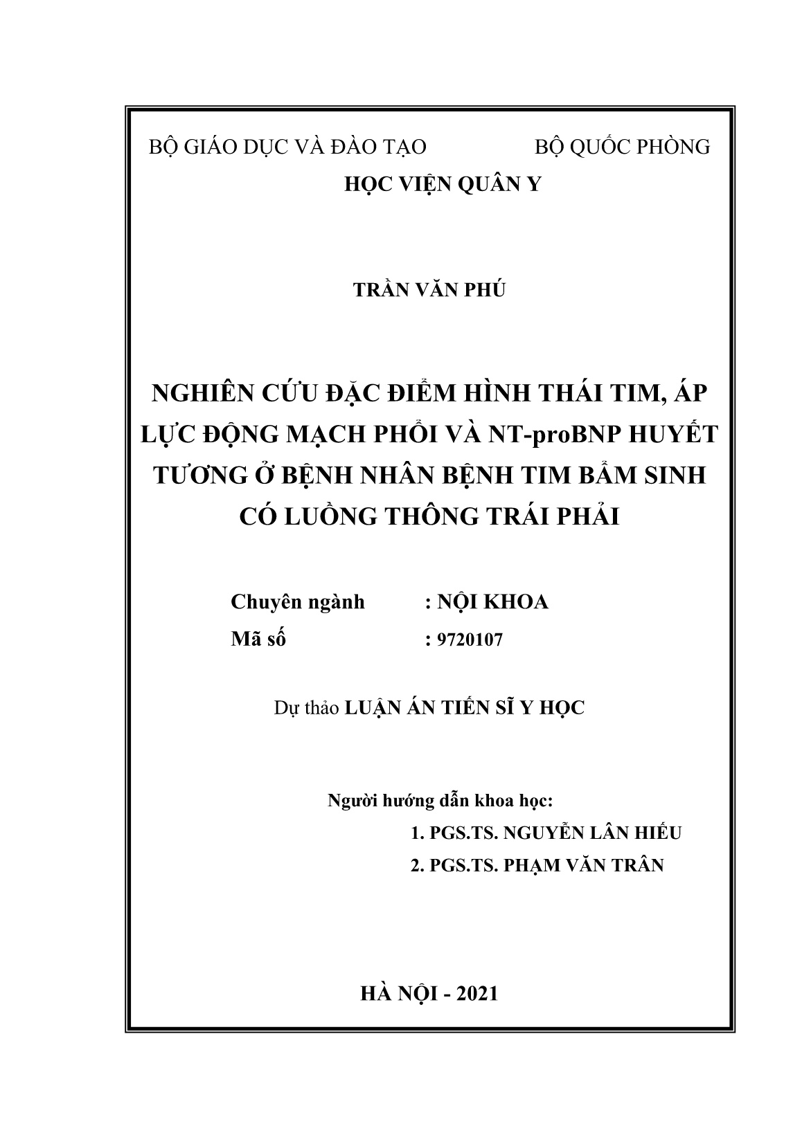 Luận án Nghiên cứu đặc điểm hình thái tim, áp lực động mạch phổi và NT-Probnp huyết tương ở bệnh nhân bệnh tim bẩm sinh có luồng thông trái phải trang 2