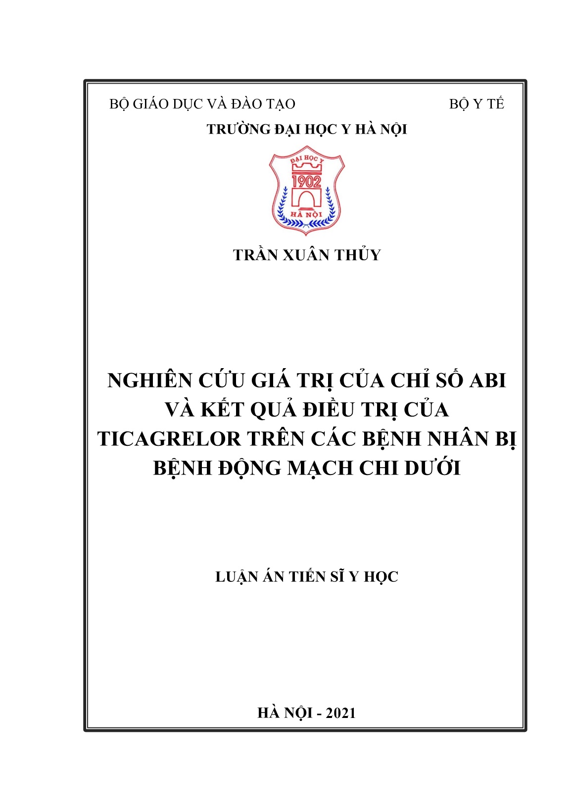 Luận án Nghiên cứu giá trị của chỉ số ABI và kết quả điều trị của Ticagrelor trên các bệnh nhân bị bệnh động mạch chi dưới trang 1