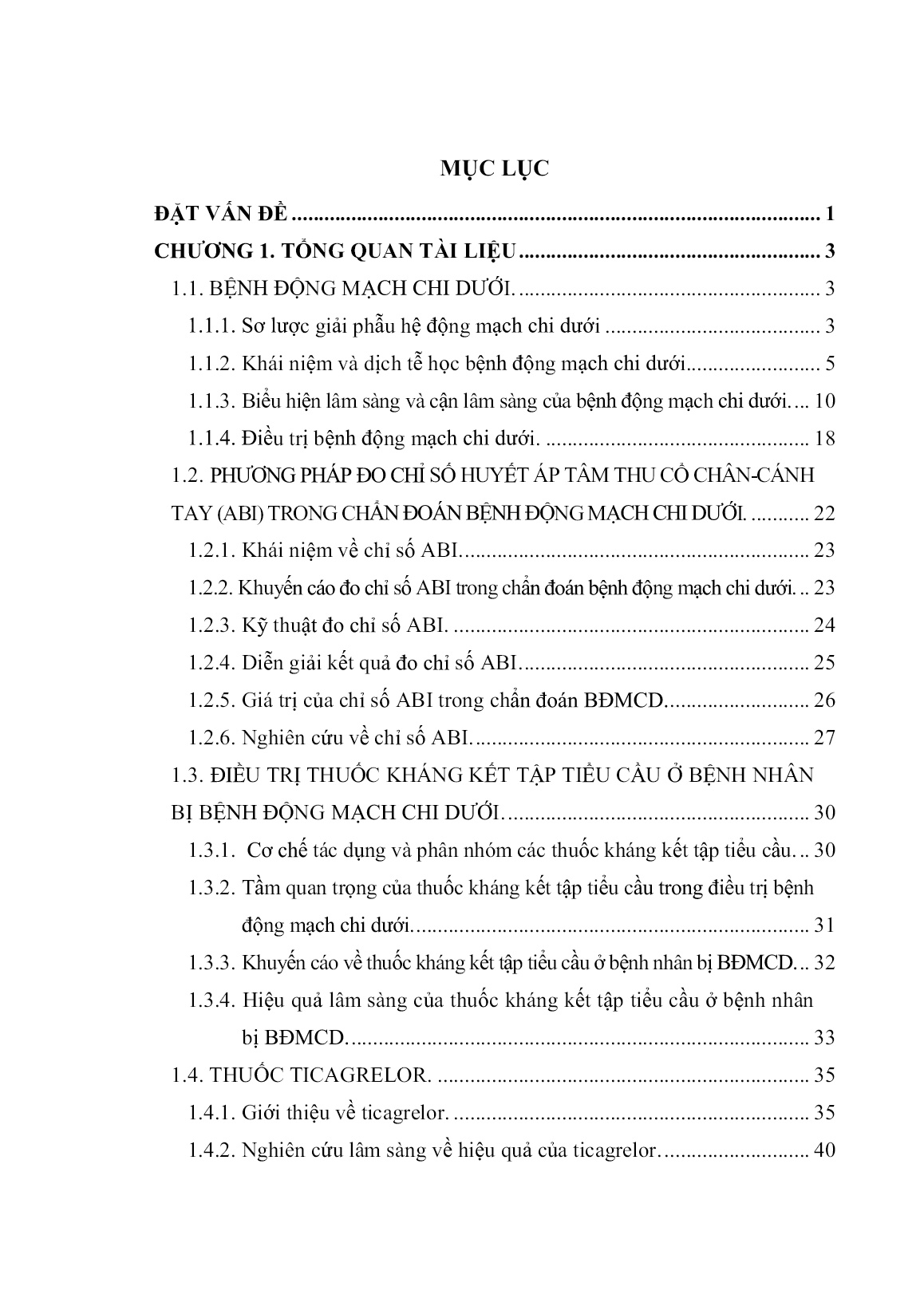 Luận án Nghiên cứu giá trị của chỉ số ABI và kết quả điều trị của Ticagrelor trên các bệnh nhân bị bệnh động mạch chi dưới trang 6