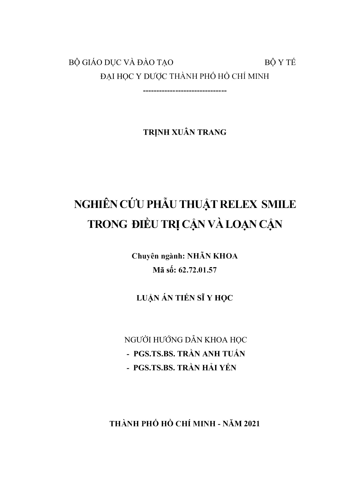 Luận án Nghiên cứu phẫu thuật Relex smile trong điều trị cận và loạn cận trang 2