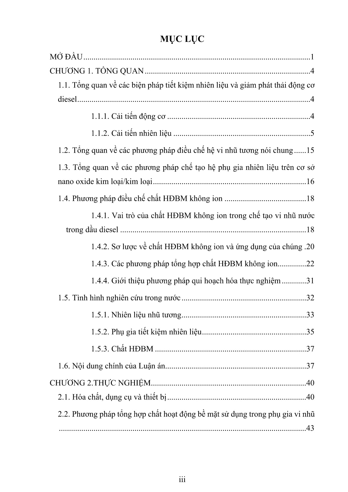 Luận án Nghiên cứu tổng hợp và khảo sát hoạt tính của hệ phụ gia vi nhũ thế hệ mới cho nhiên liệu diesel trang 3